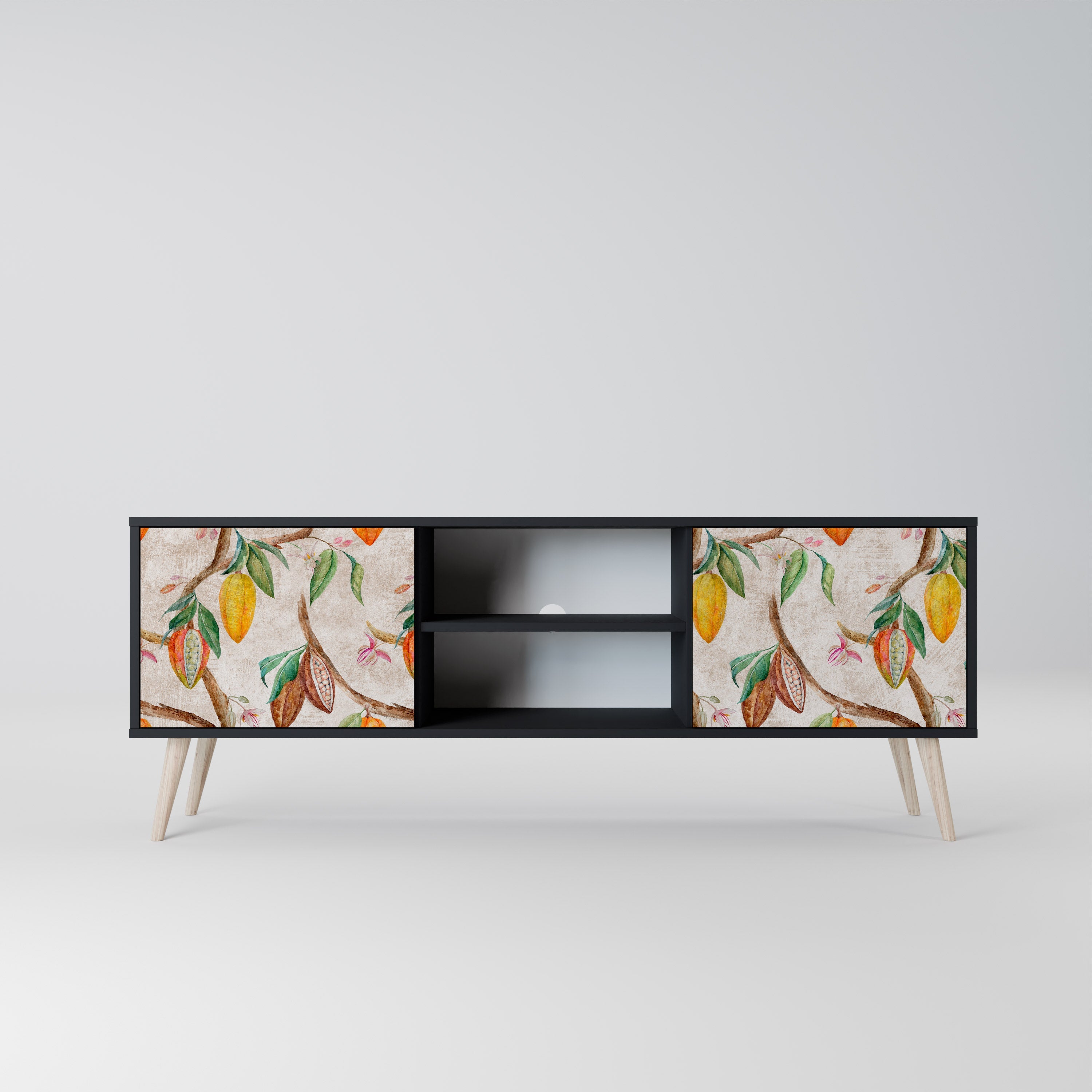 COCOA FRUITS 2-Door TV Stand in Black Finish