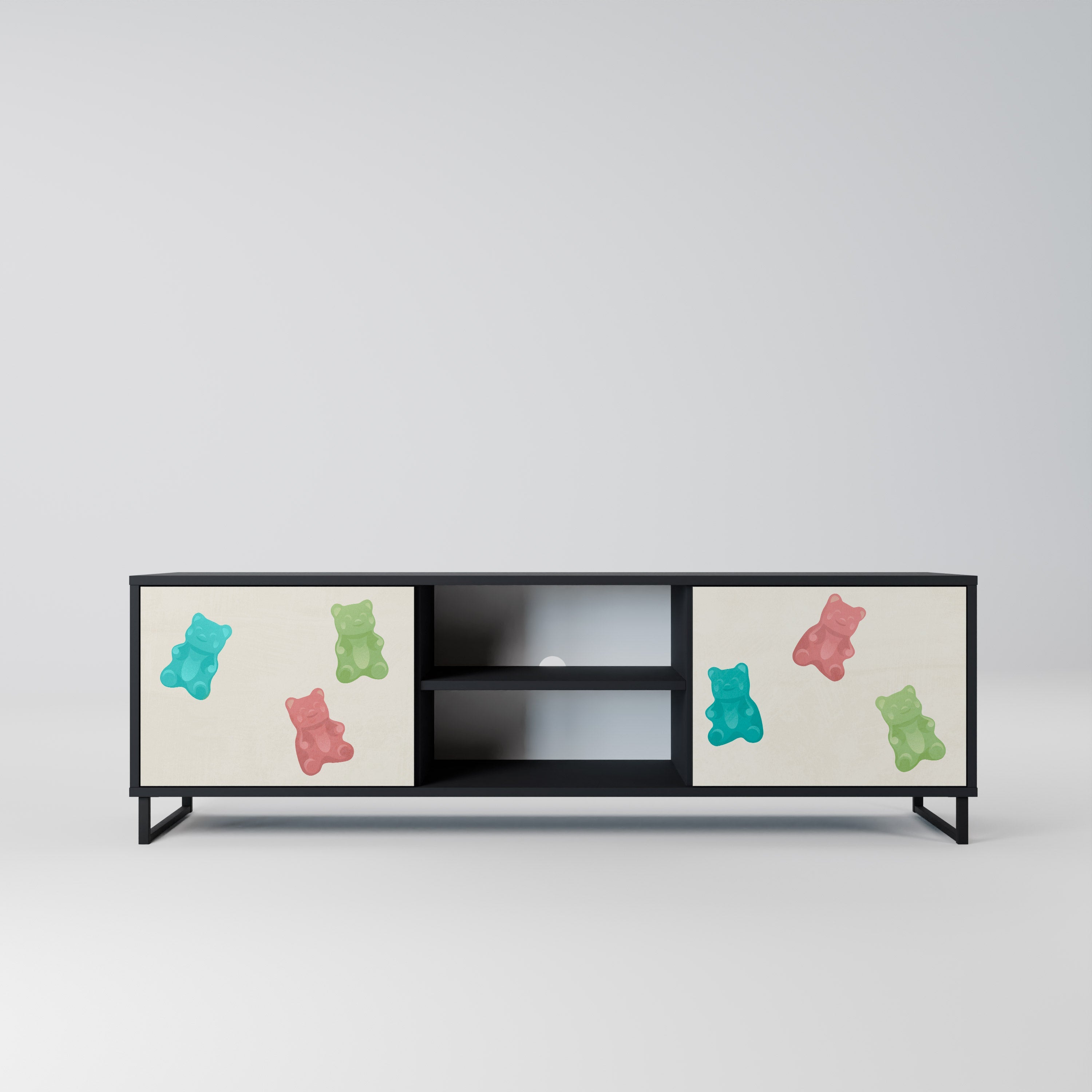 GUMMY BEARS 2-Door TV Stand in Black Finish