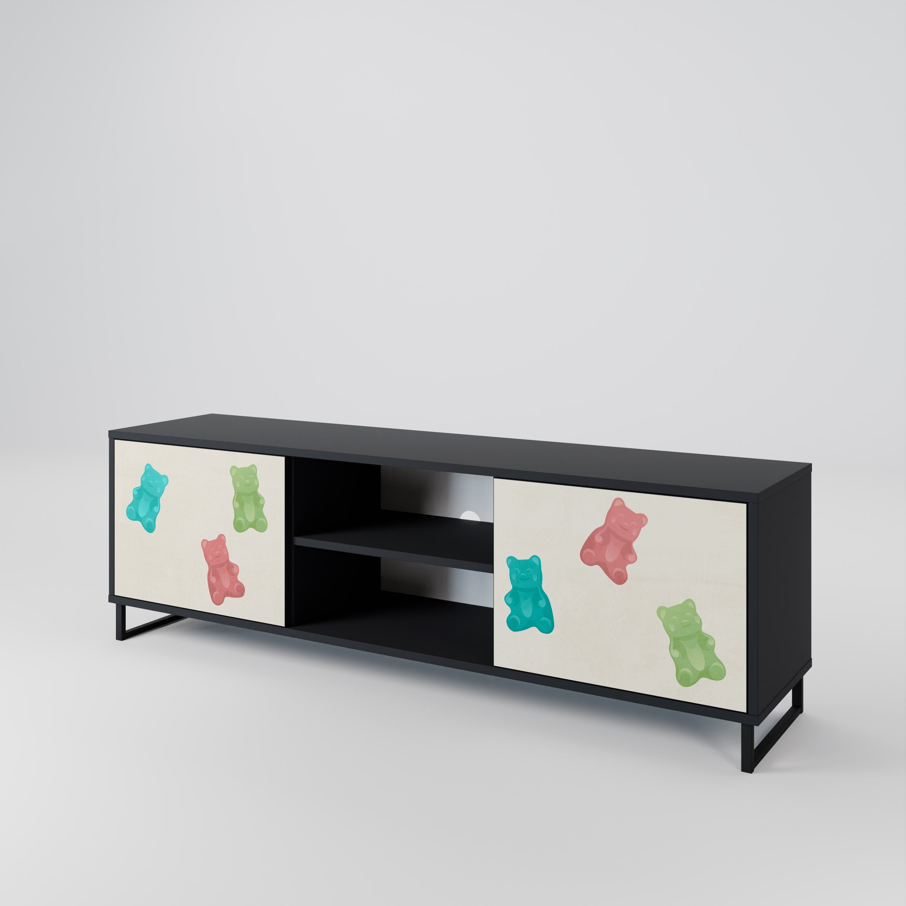 GUMMY BEARS 2-Door TV Stand in Black Finish