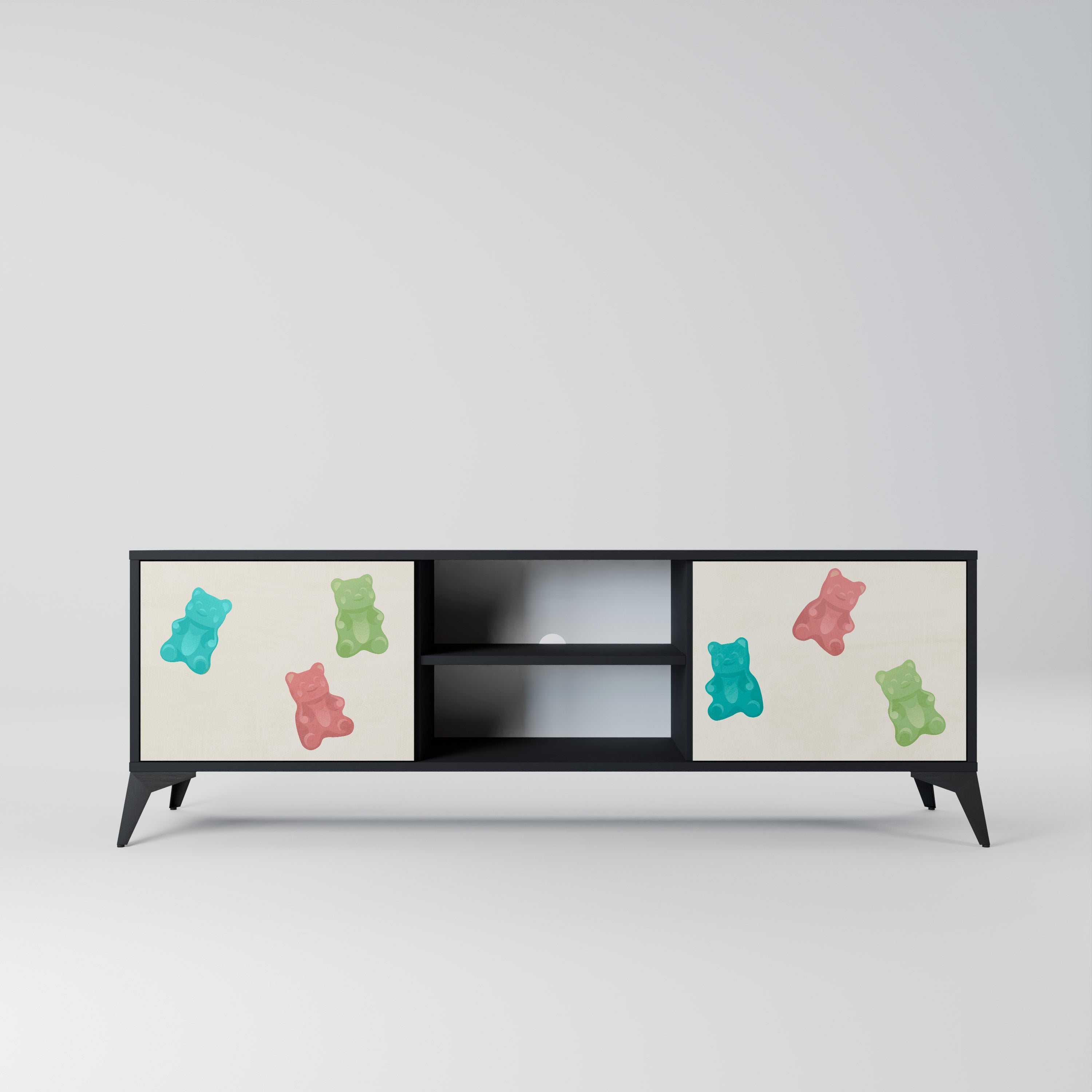 GUMMY BEARS 2-Door TV Stand in Black Finish