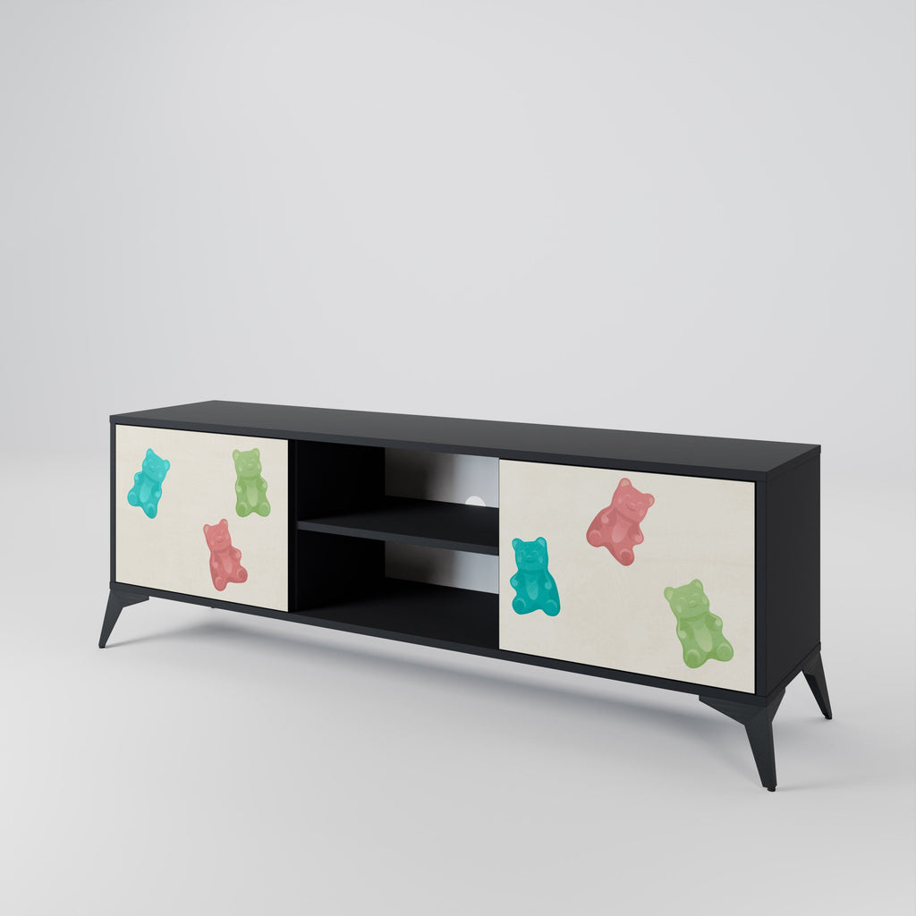 GUMMY BEARS 2-Door TV Stand in Black Finish