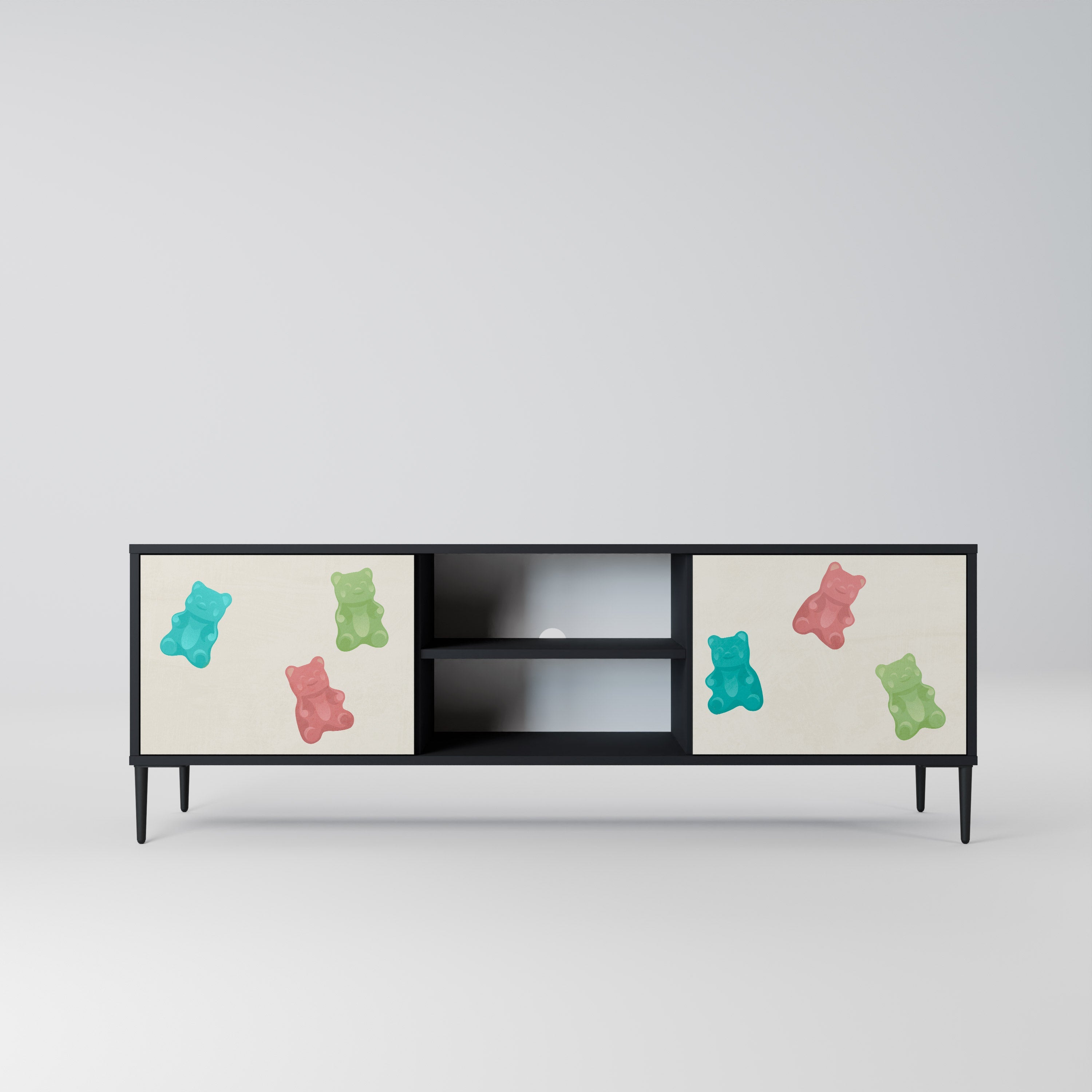 GUMMY BEARS 2-Door TV Stand in Black Finish