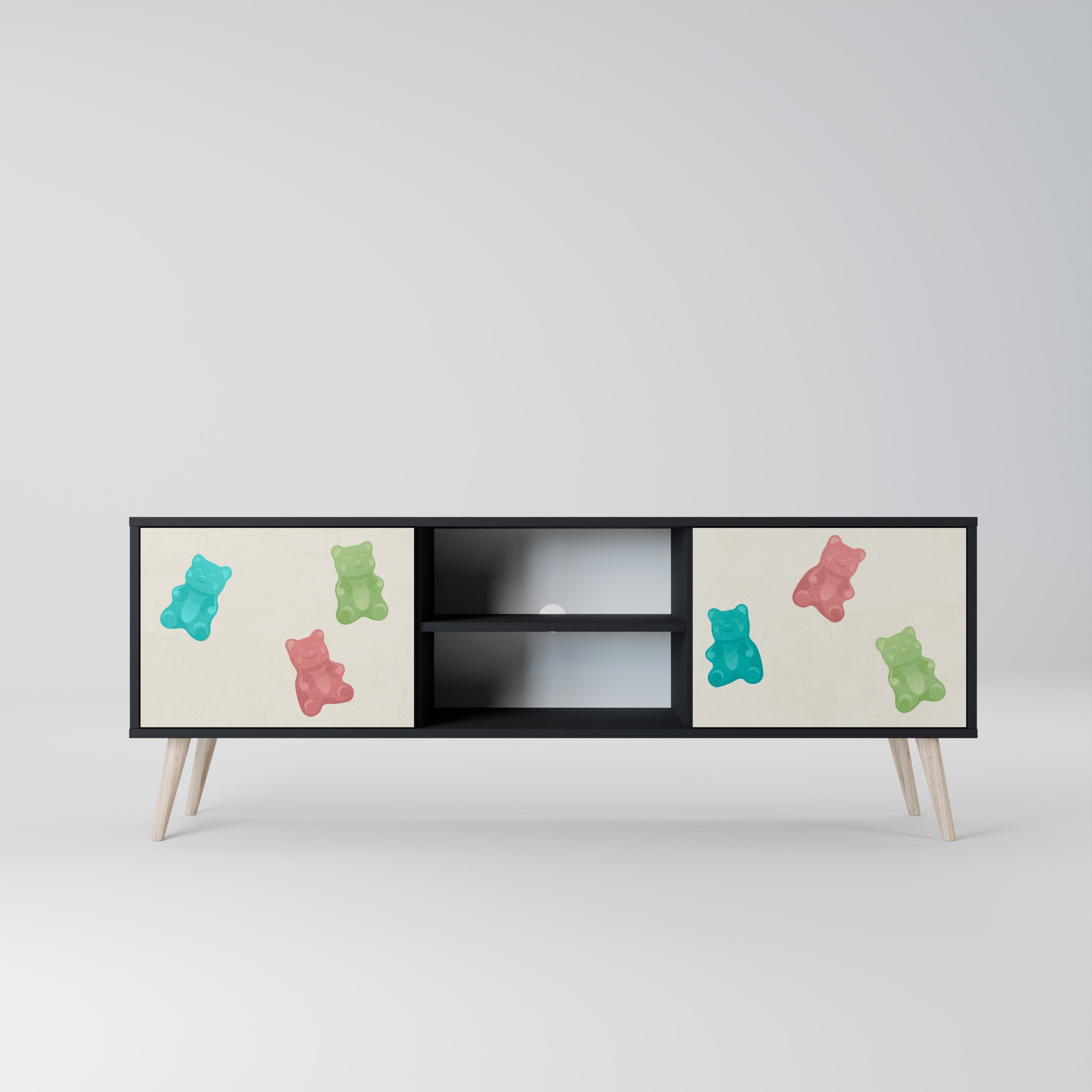 GUMMY BEARS 2-Door TV Stand in Black Finish
