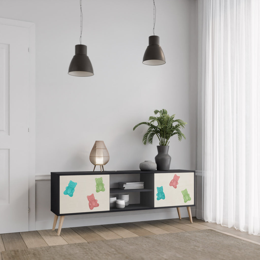 GUMMY BEARS 2-Door TV Stand in Black Finish