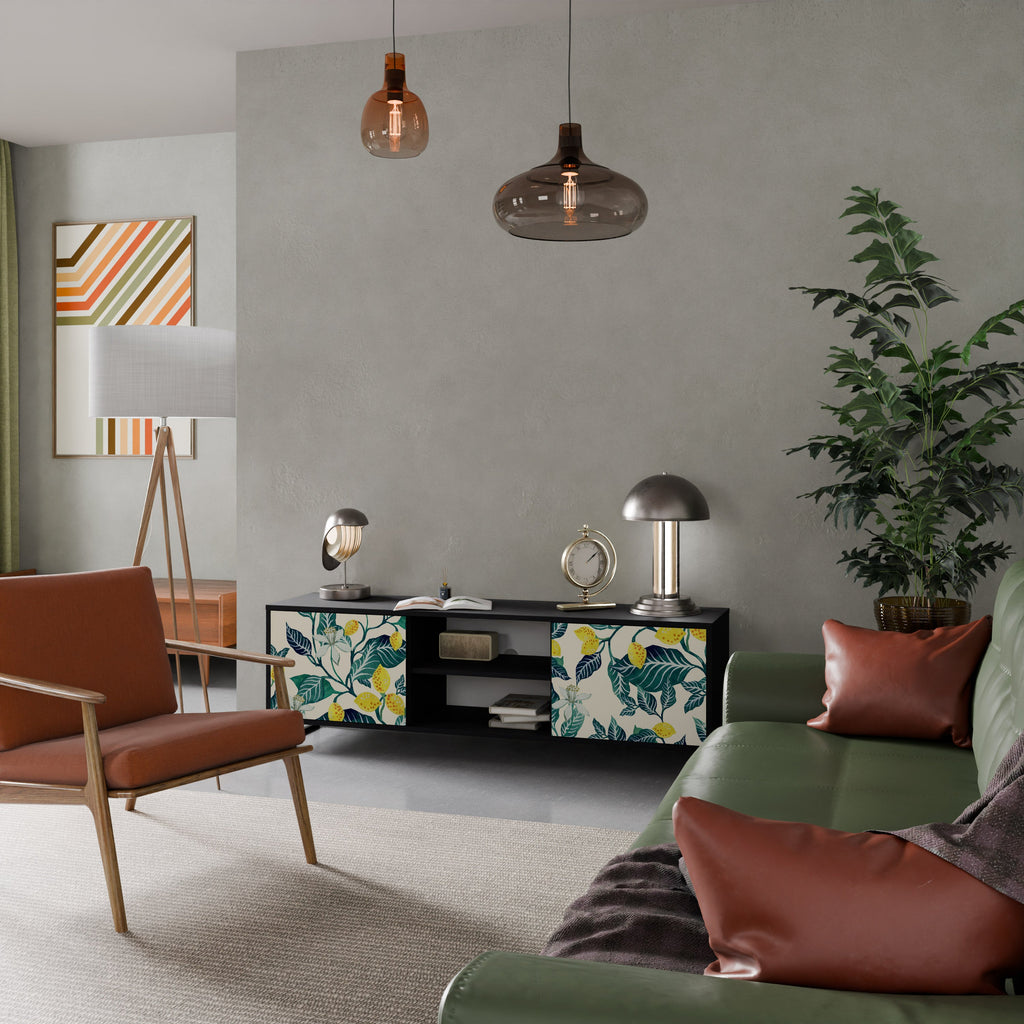 LEMON TREE 2-Door TV Stand in Black Finish