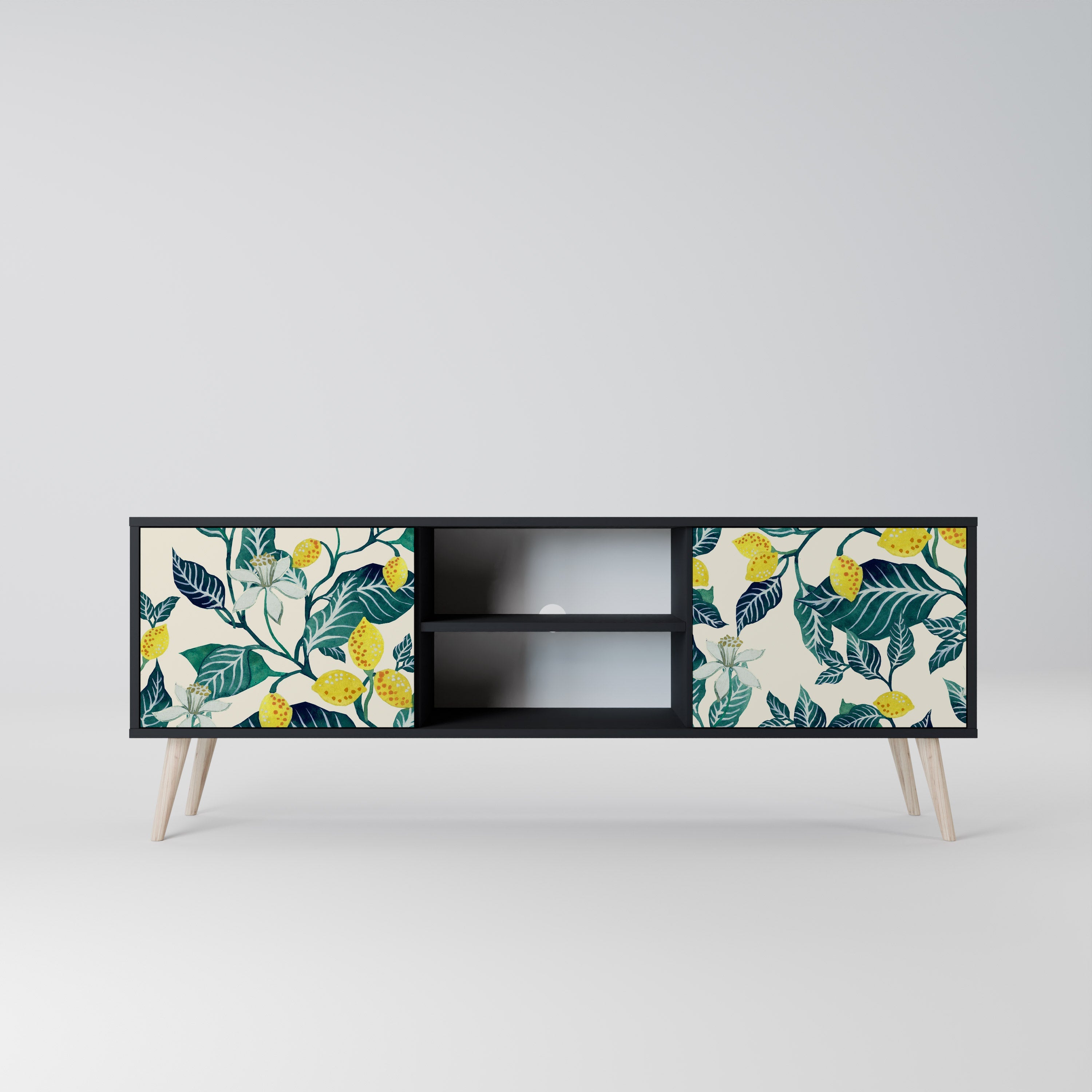 LEMON TREE 2-Door TV Stand in Black Finish