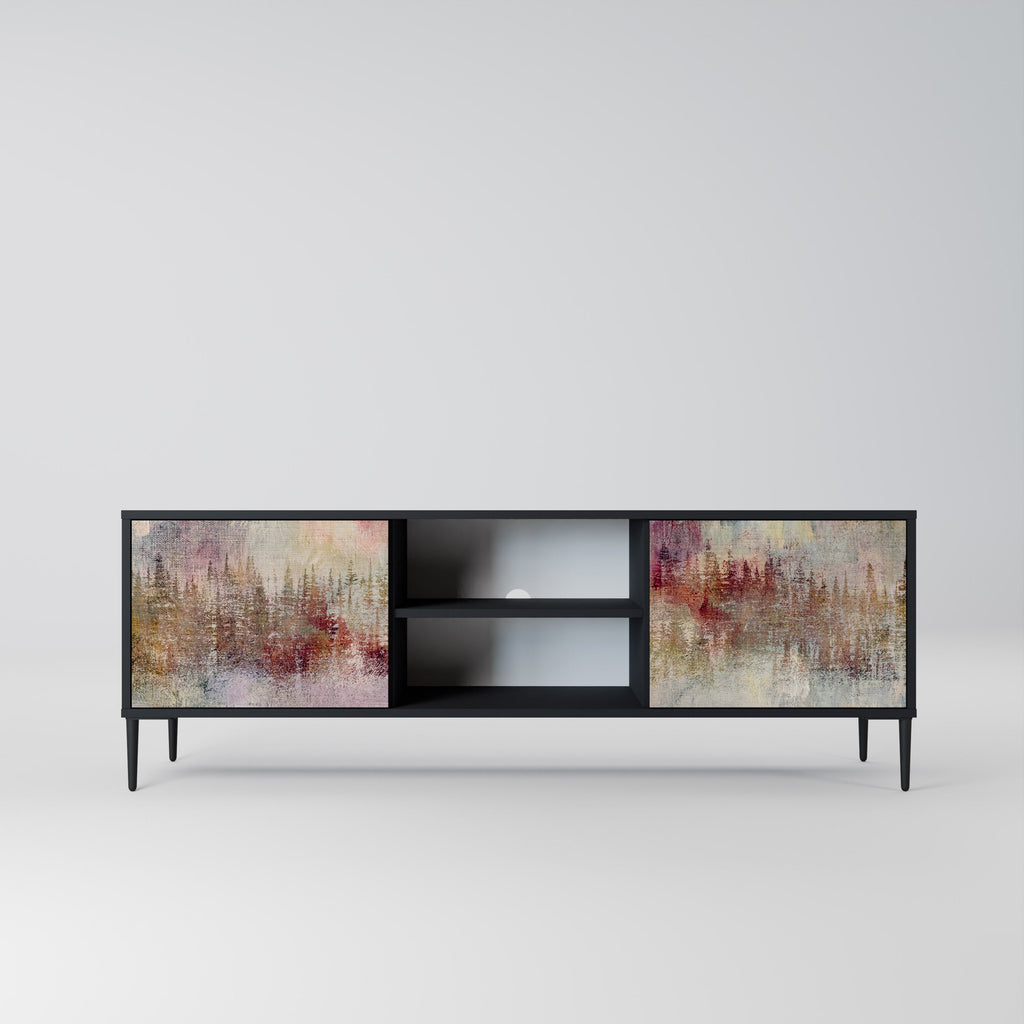 VEILED SUMMIT 2-Door TV Stand in Black Finish