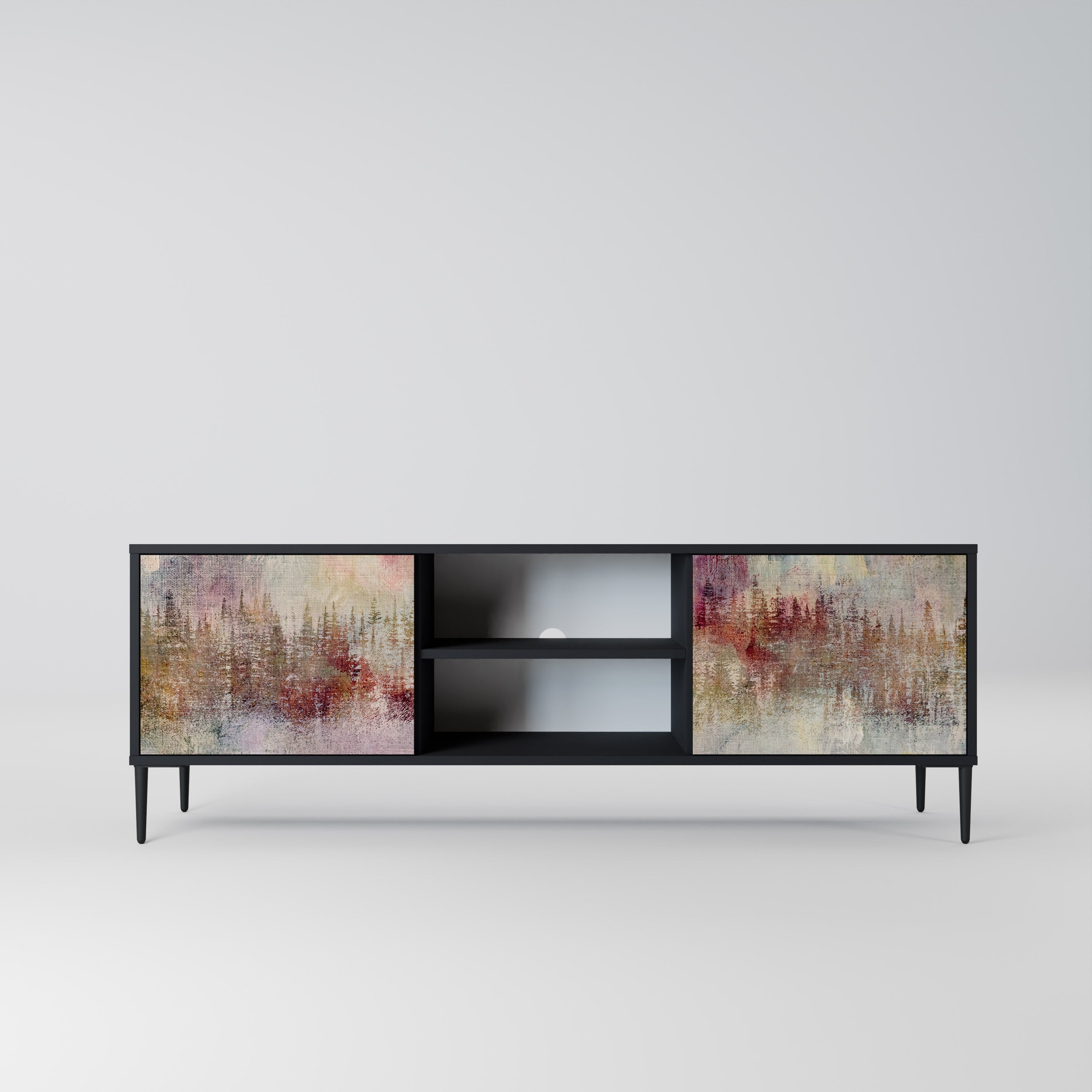 VEILED SUMMIT 2-Door TV Stand in Black Finish