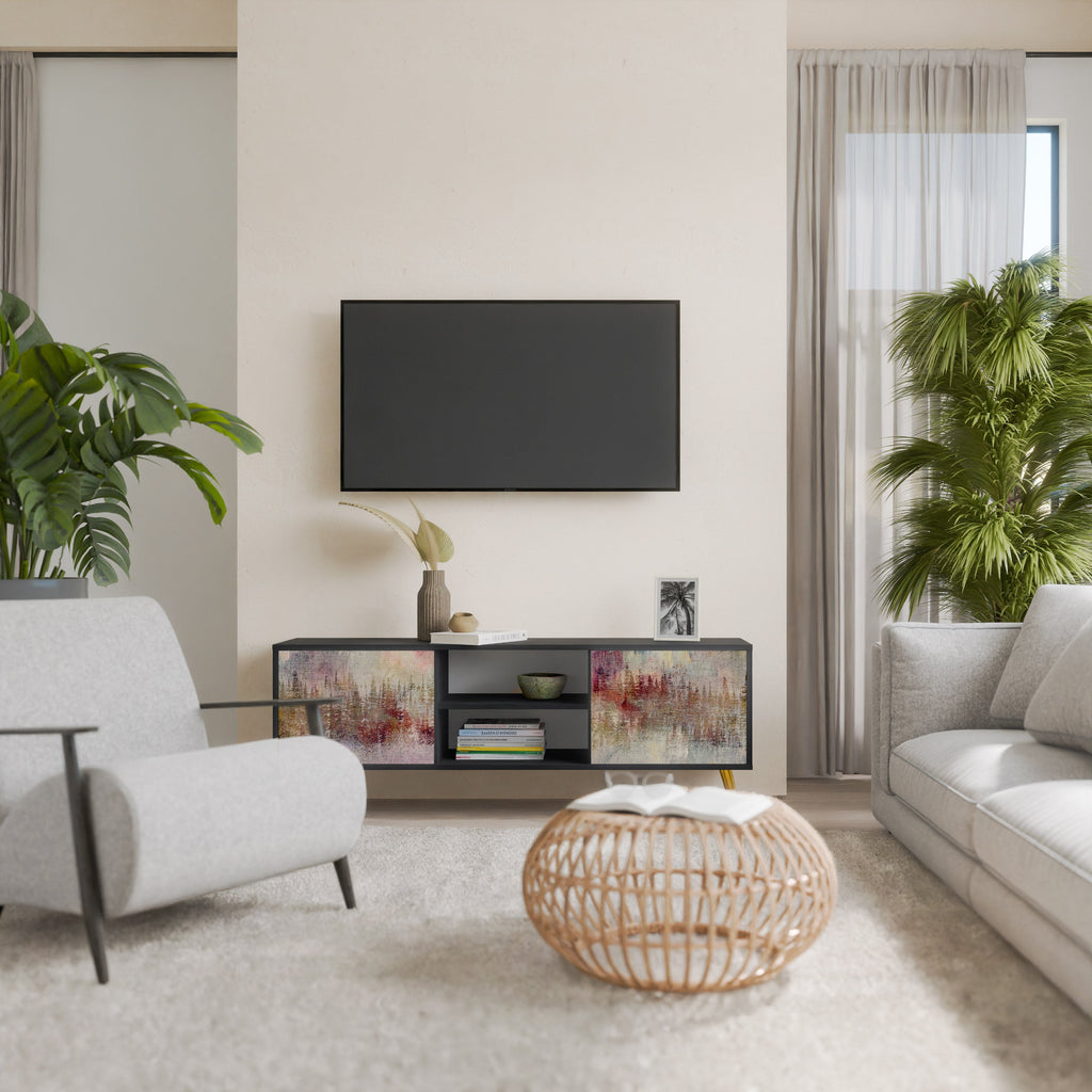 VEILED SUMMIT 2-Door TV Stand in Black Finish