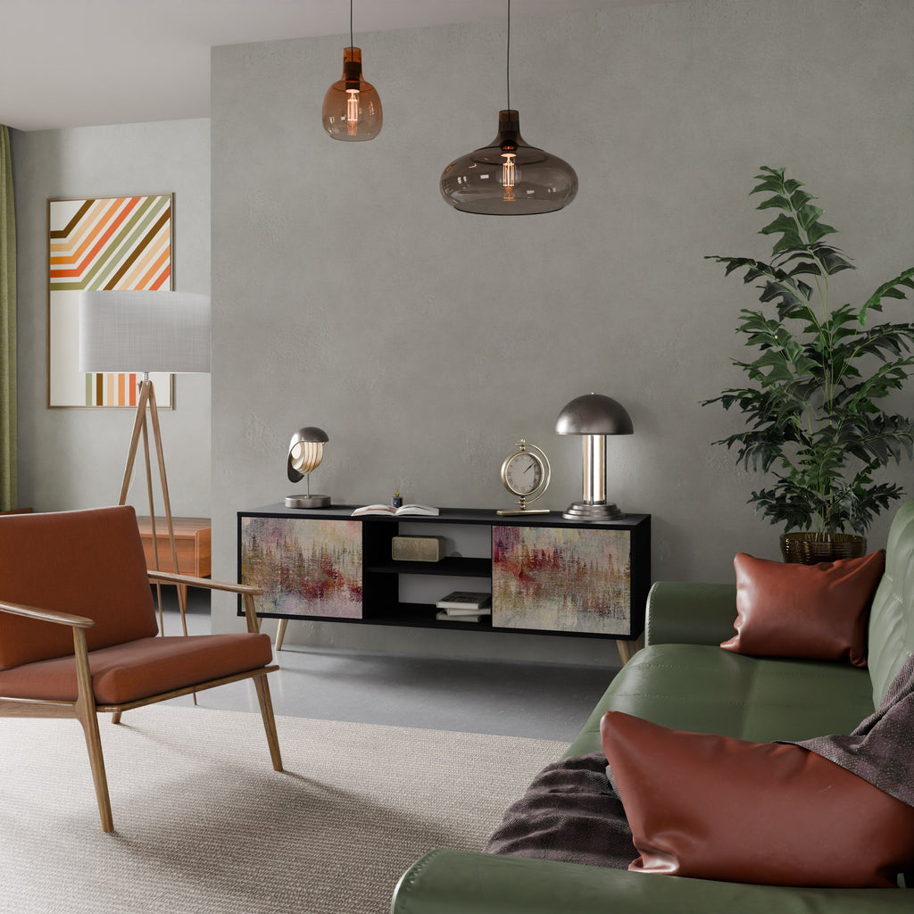 VEILED SUMMIT 2-Door TV Stand in Black Finish