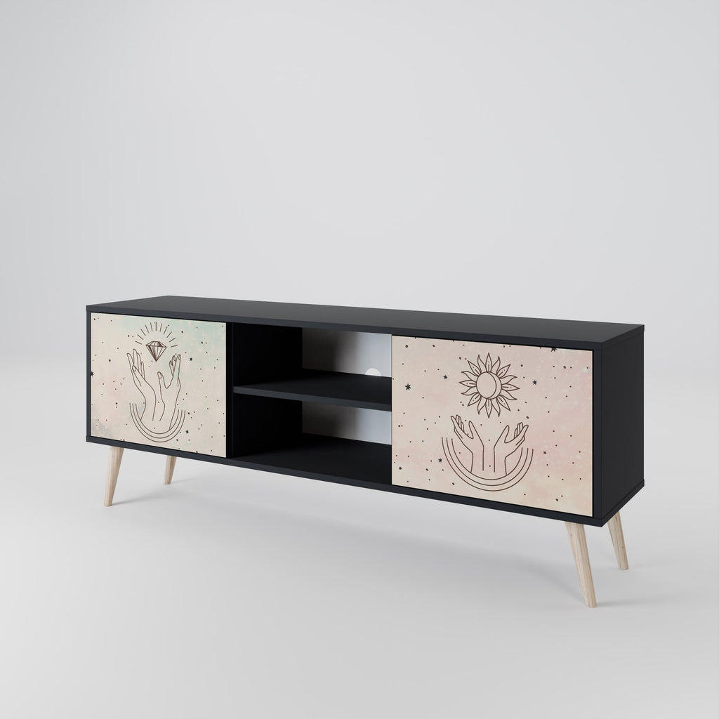 DELICATE BEAUTY 2-Door TV Stand in Black Finish