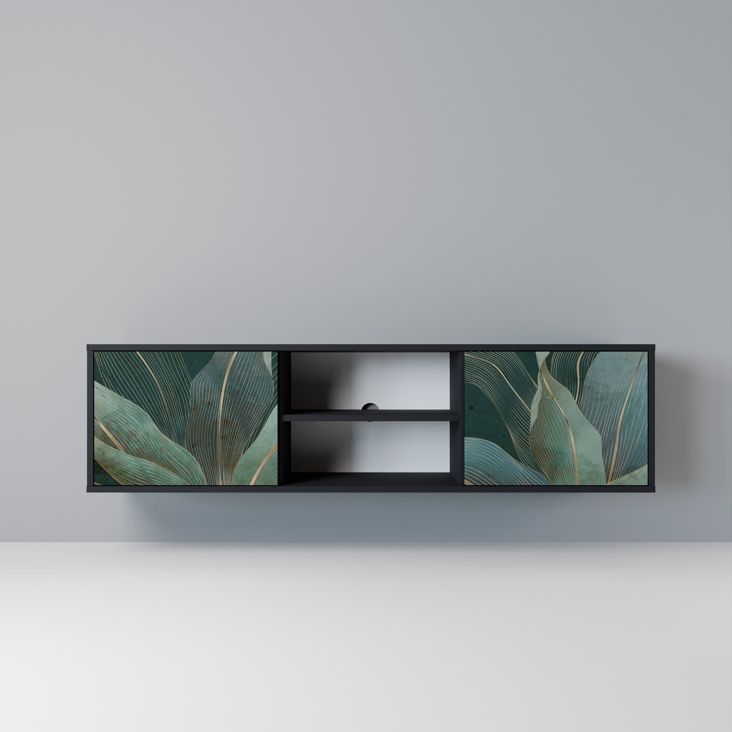 ROYAL GREEN 2-Door TV Stand in Black Finish