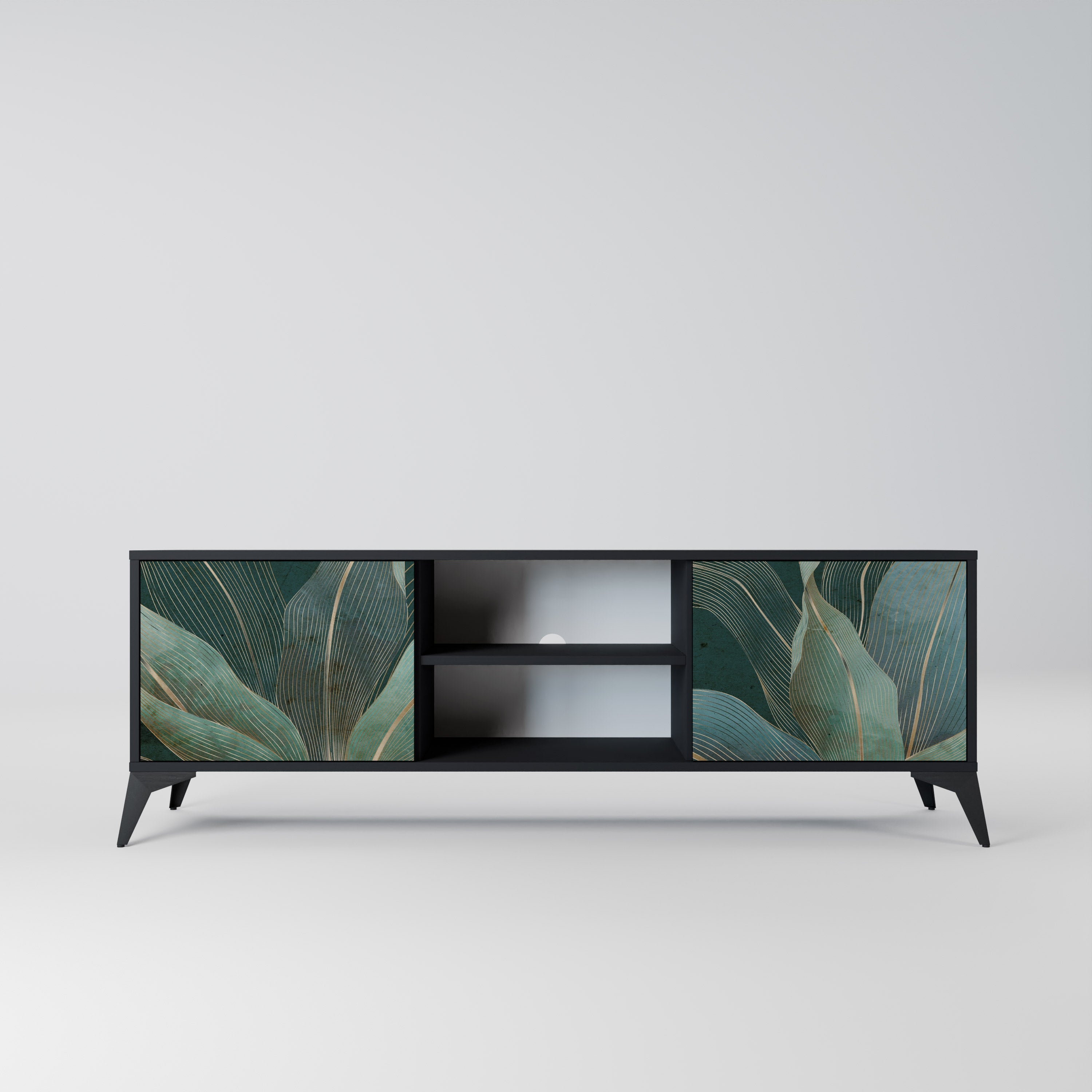 ROYAL GREEN 2-Door TV Stand in Black Finish