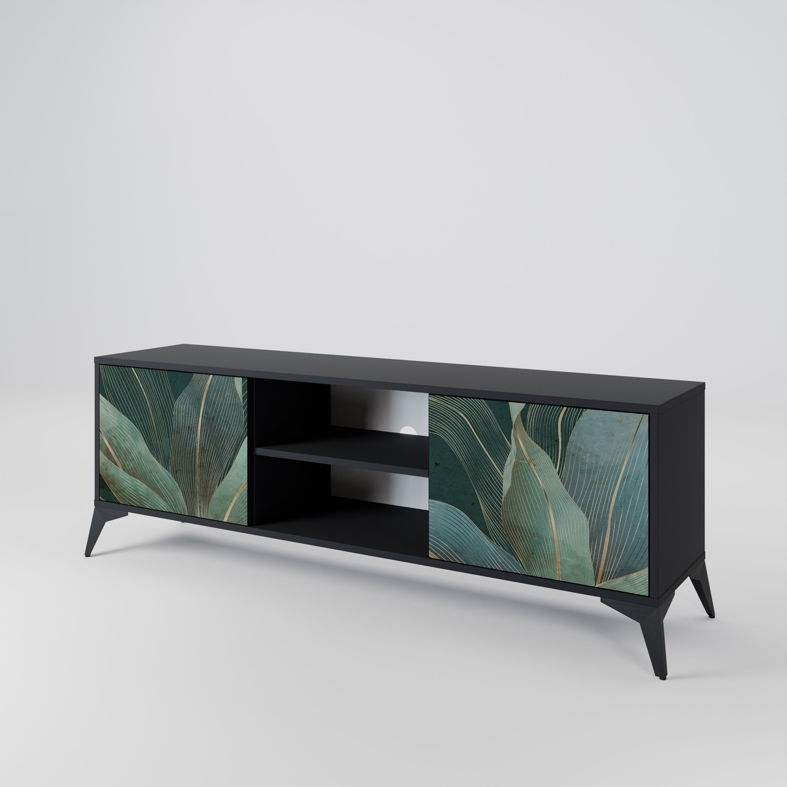 ROYAL GREEN 2-Door TV Stand in Black Finish