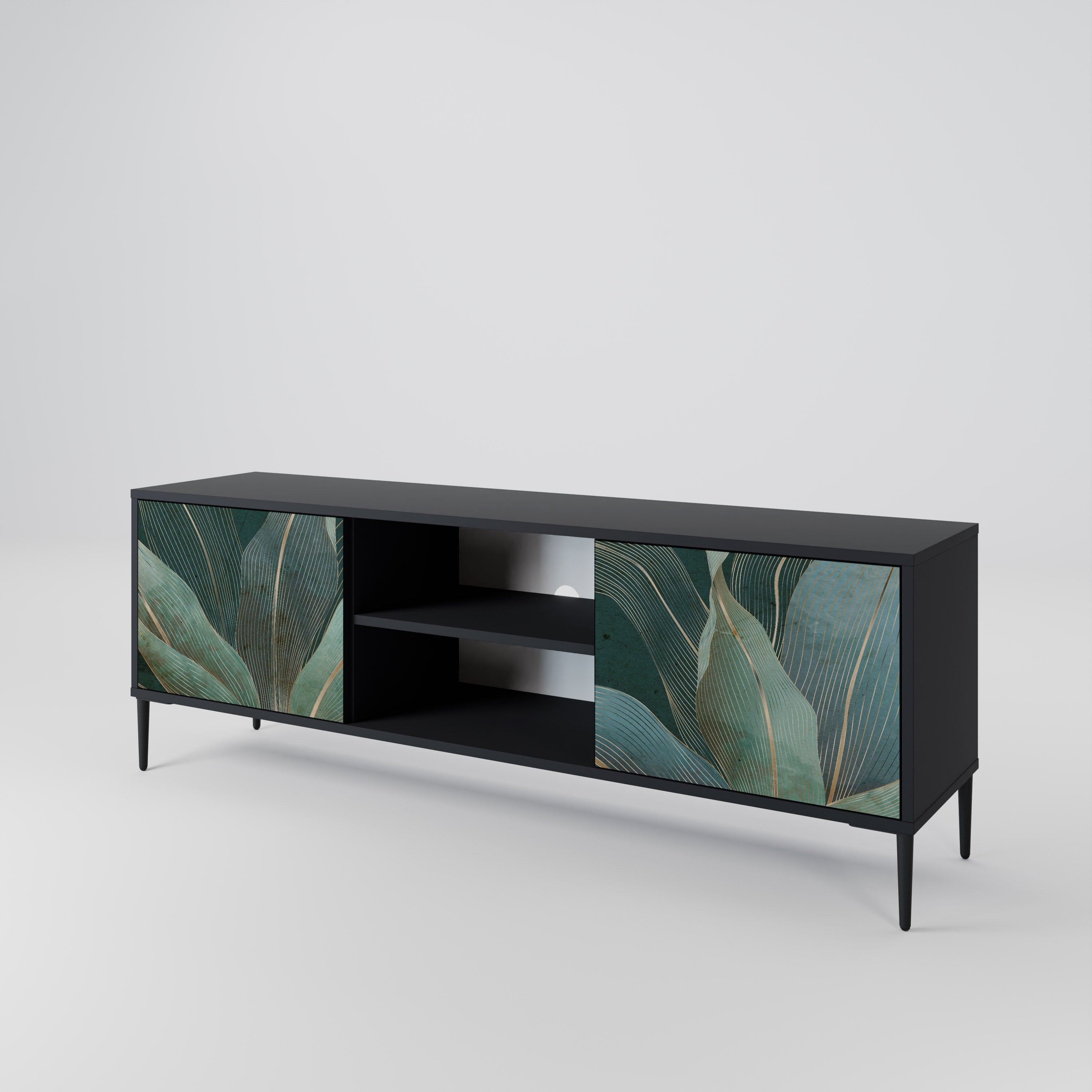 ROYAL GREEN 2-Door TV Stand in Black Finish