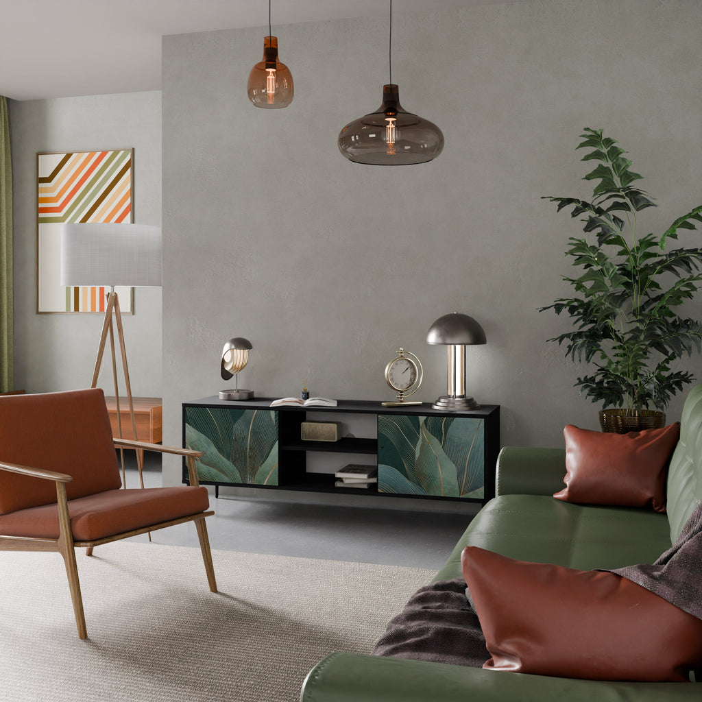 ROYAL GREEN 2-Door TV Stand in Black Finish