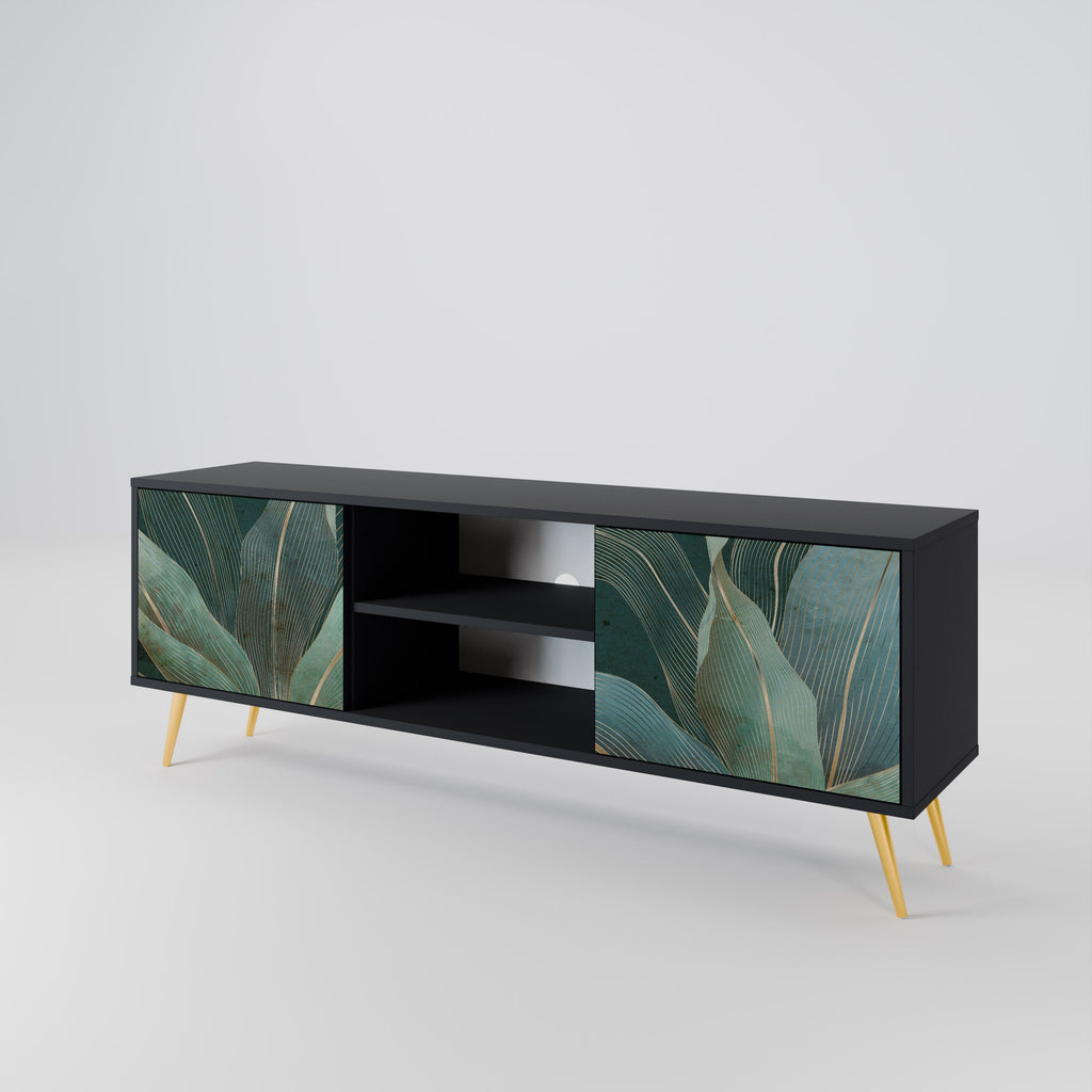 ROYAL GREEN 2-Door TV Stand in Black Finish
