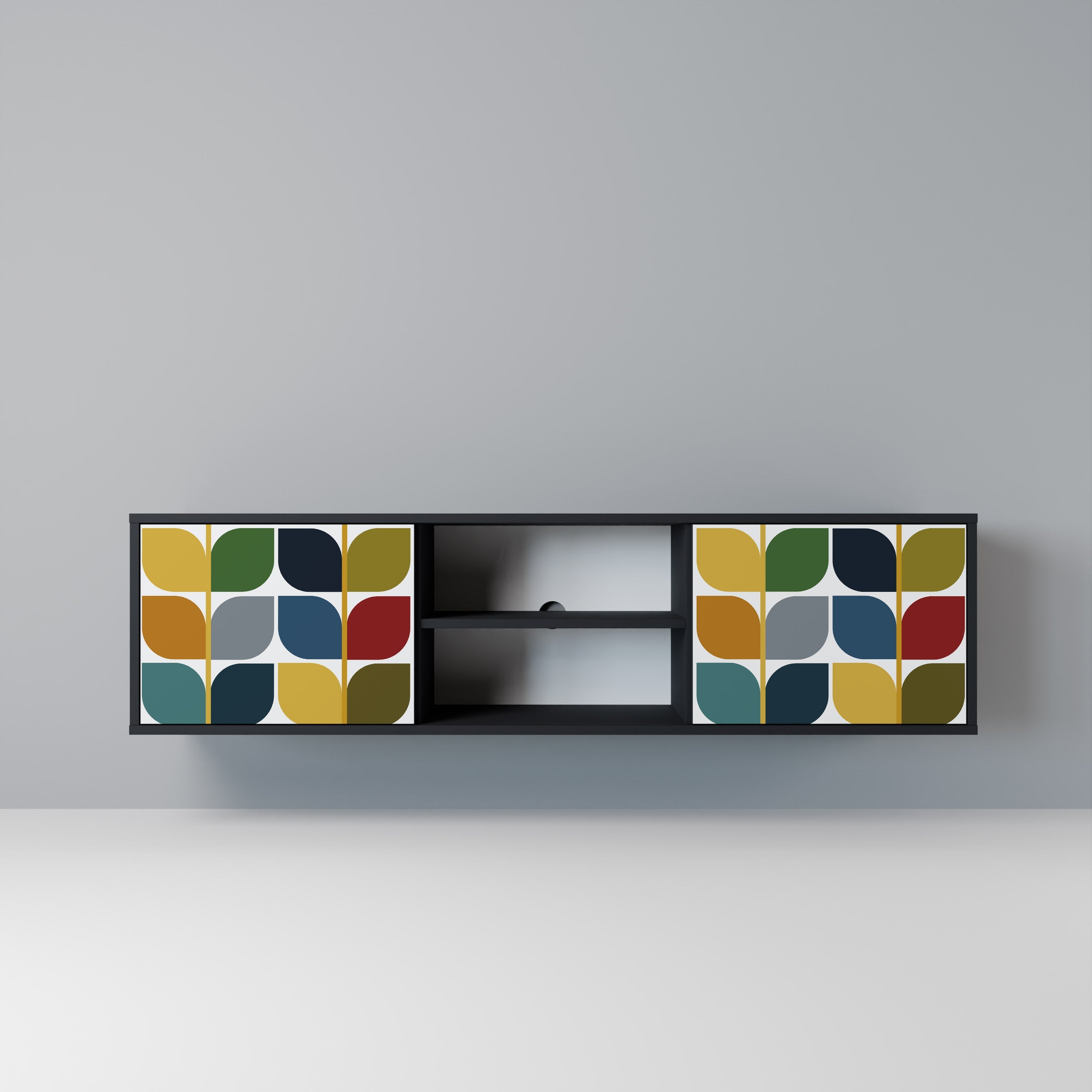 WEIGHTLESS HOURS 2-Door TV Stand in Black Finish