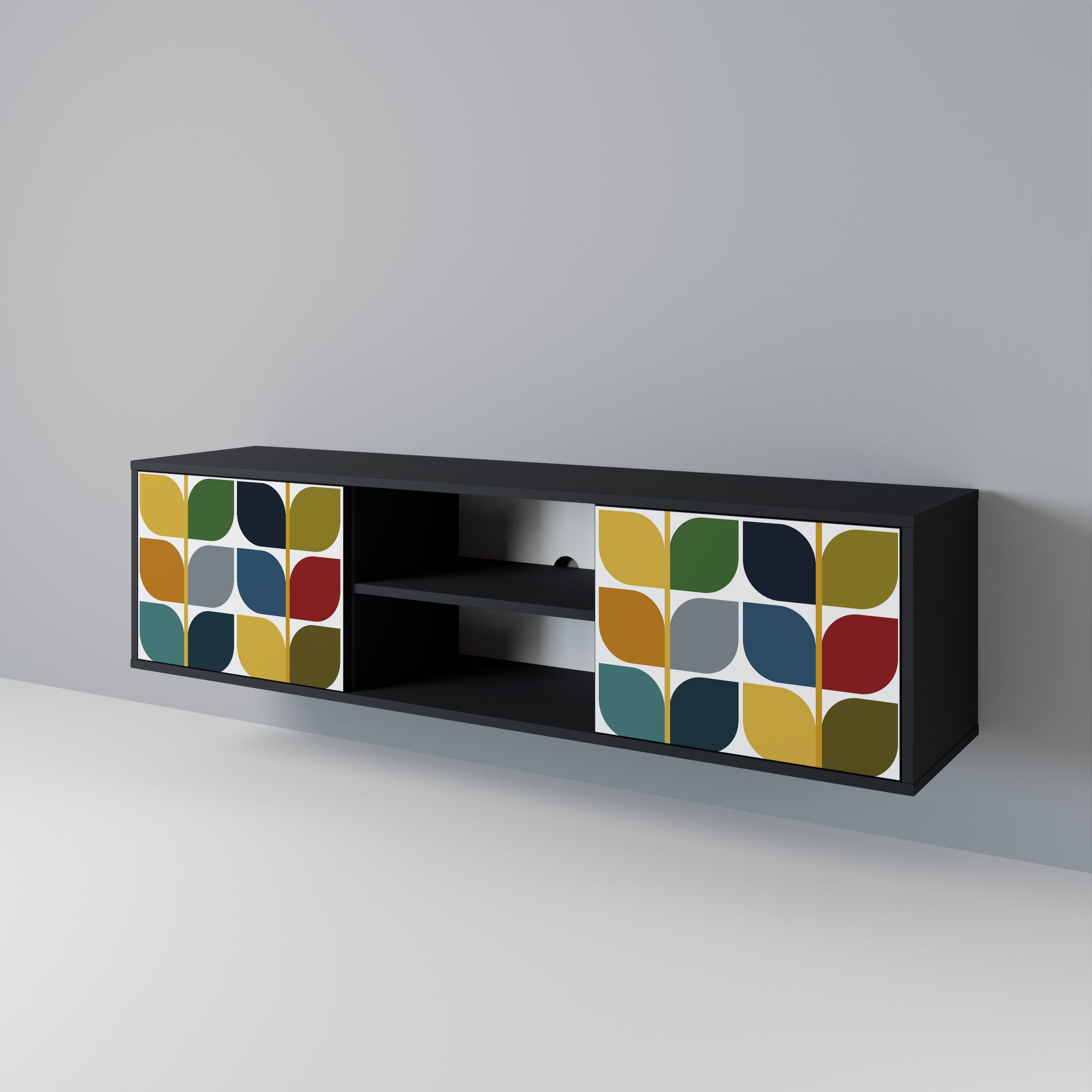 WEIGHTLESS HOURS 2-Door TV Stand in Black Finish