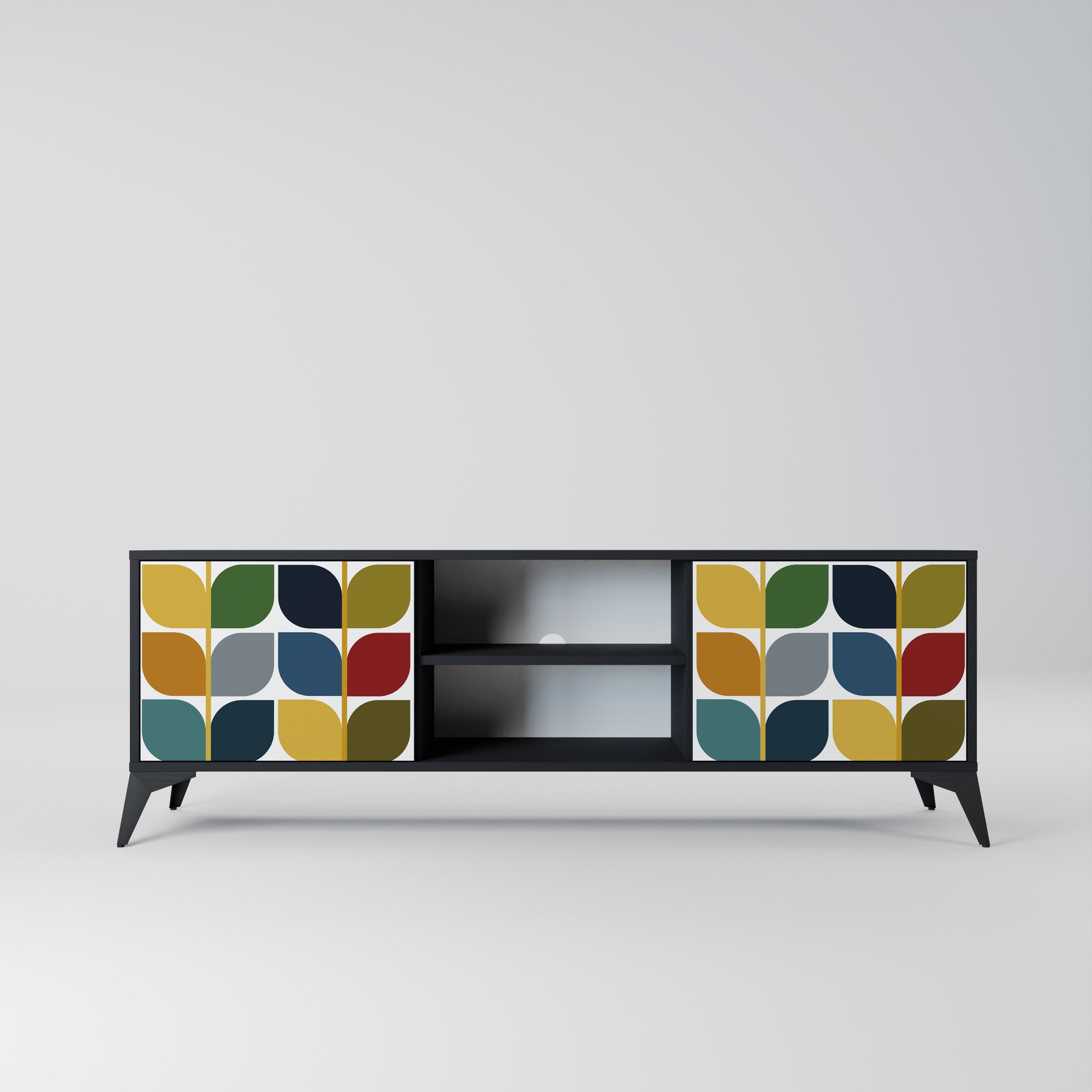 WEIGHTLESS HOURS 2-Door TV Stand in Black Finish