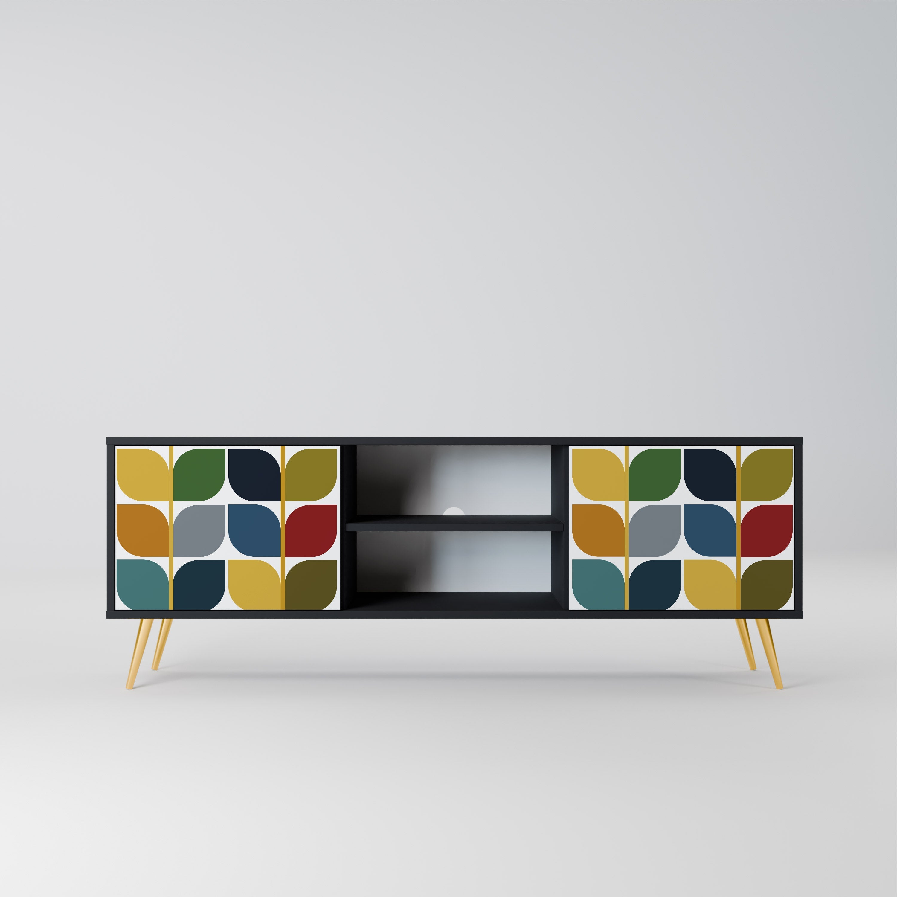 WEIGHTLESS HOURS 2-Door TV Stand in Black Finish