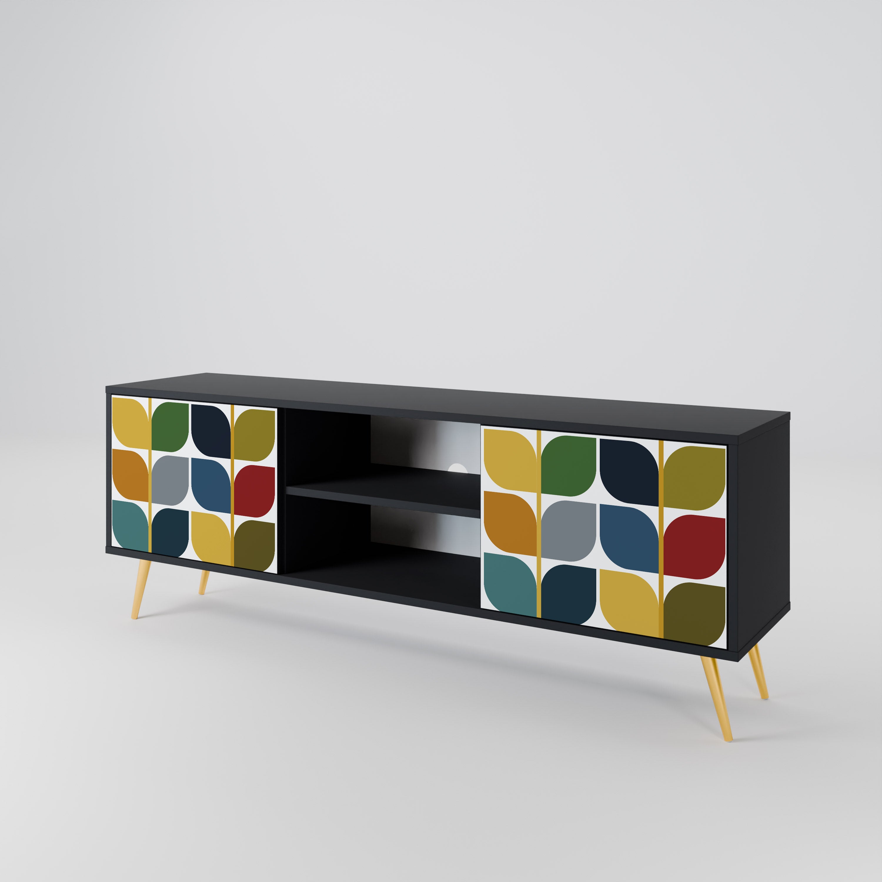 WEIGHTLESS HOURS 2-Door TV Stand in Black Finish