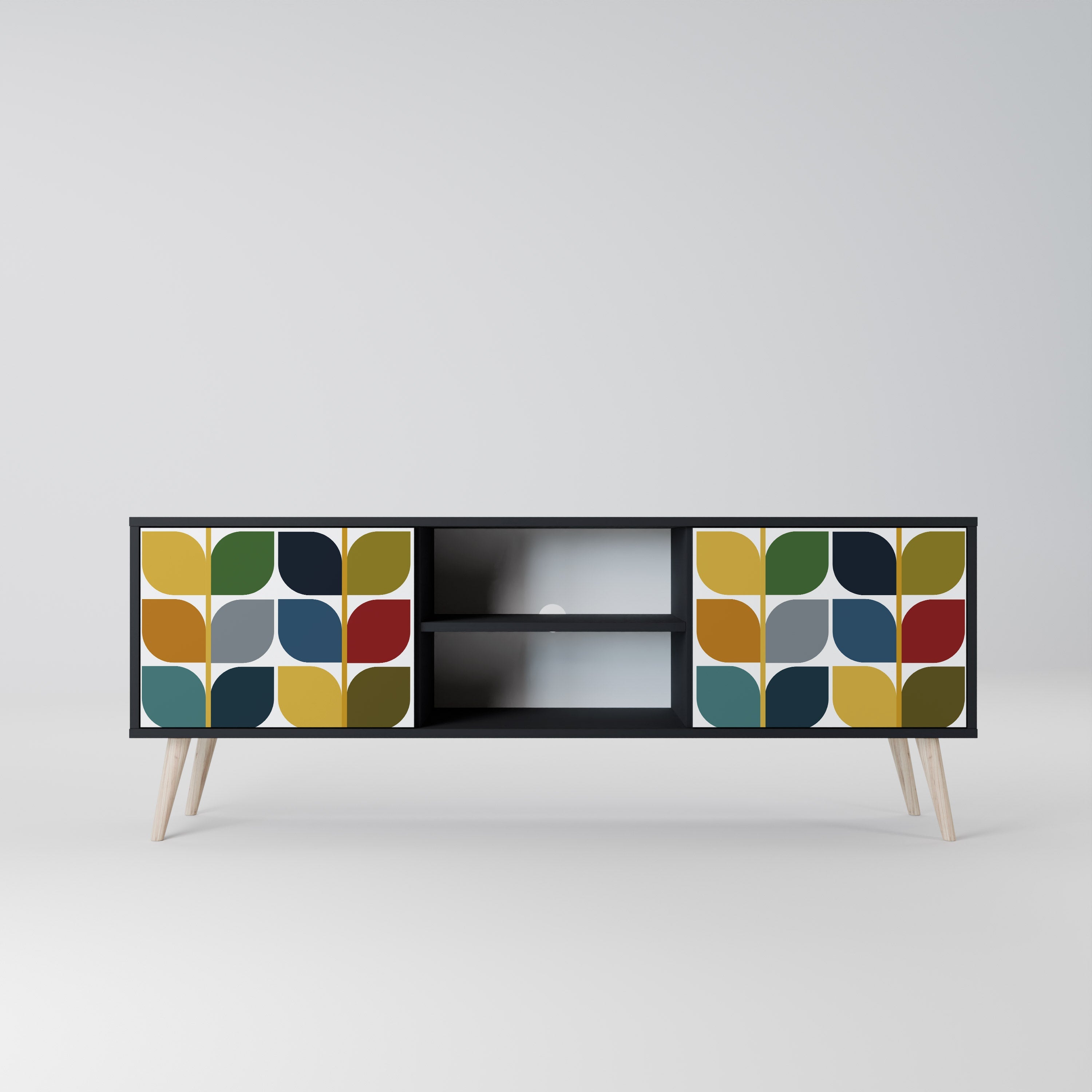 WEIGHTLESS HOURS 2-Door TV Stand in Black Finish