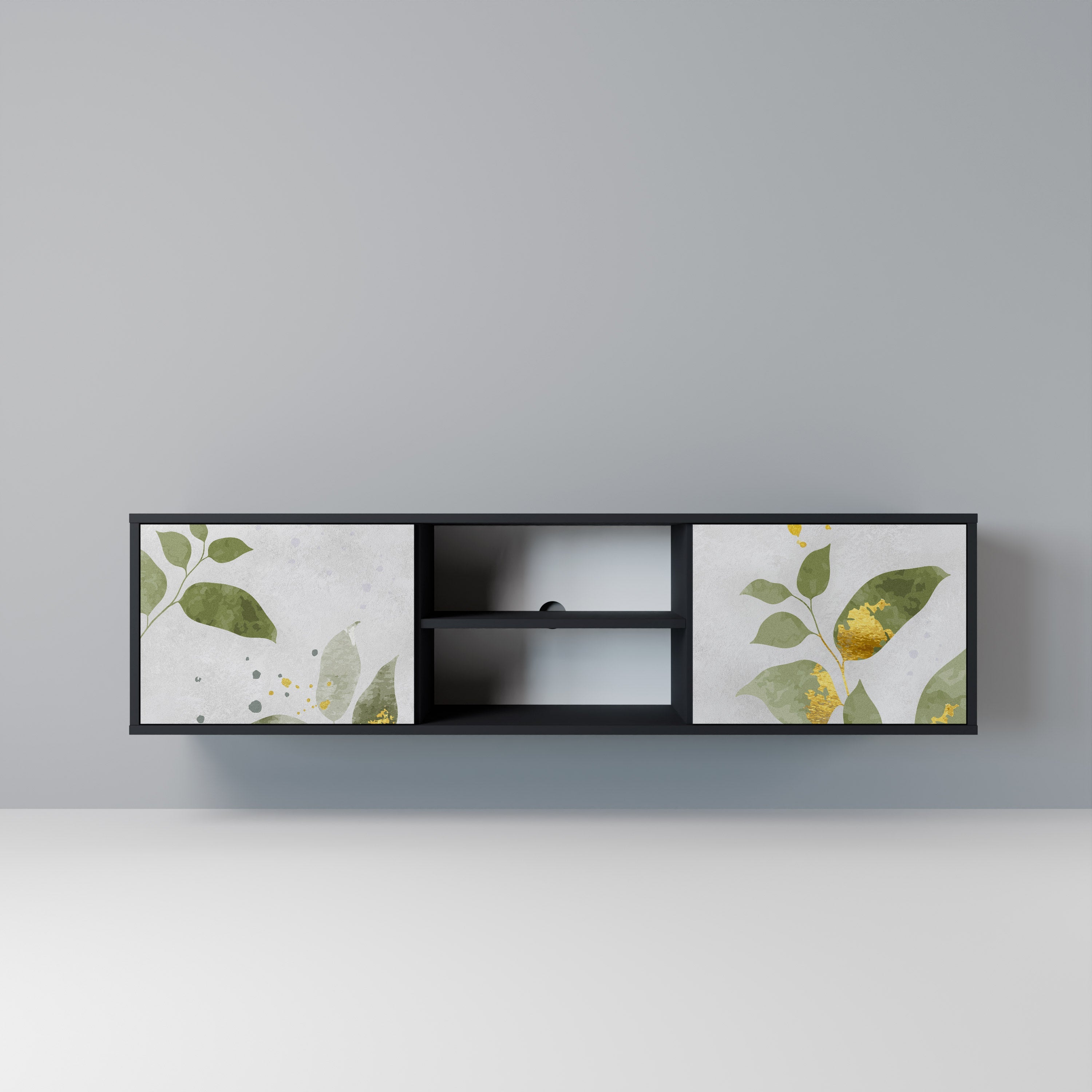 ELEGANT BOTANICS 2-Door TV Stand in Black Finish