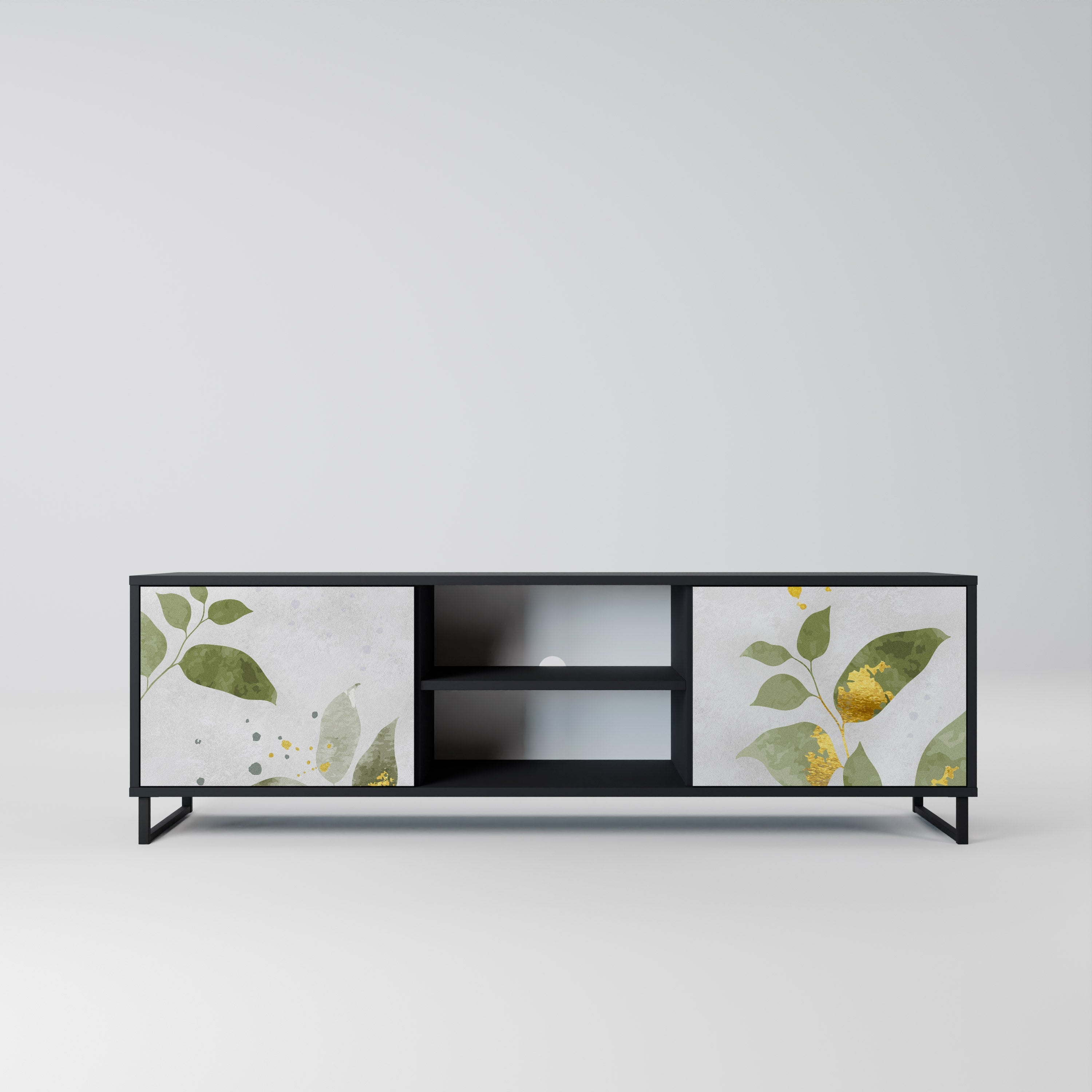 ELEGANT BOTANICS 2-Door TV Stand in Black Finish