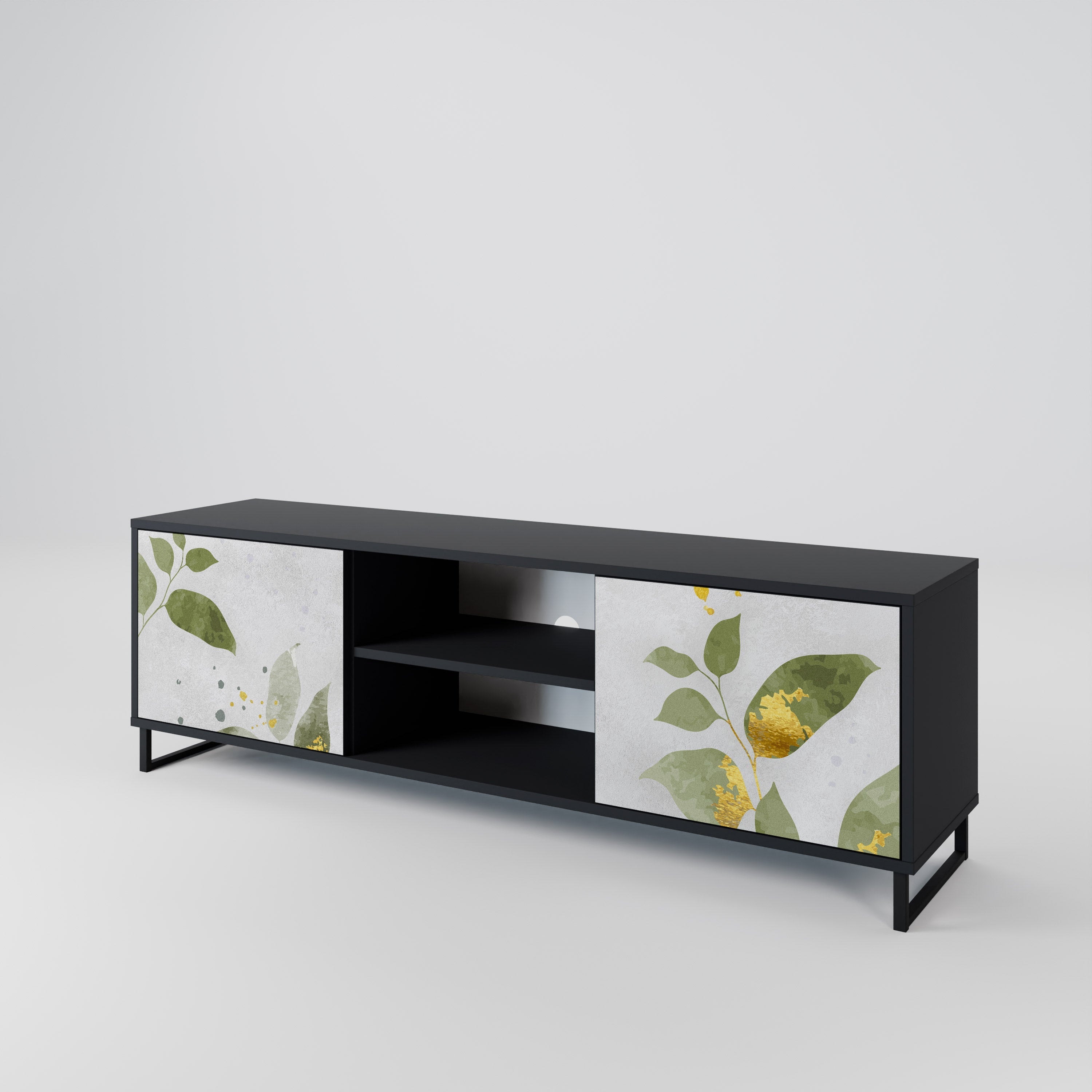 ELEGANT BOTANICS 2-Door TV Stand in Black Finish