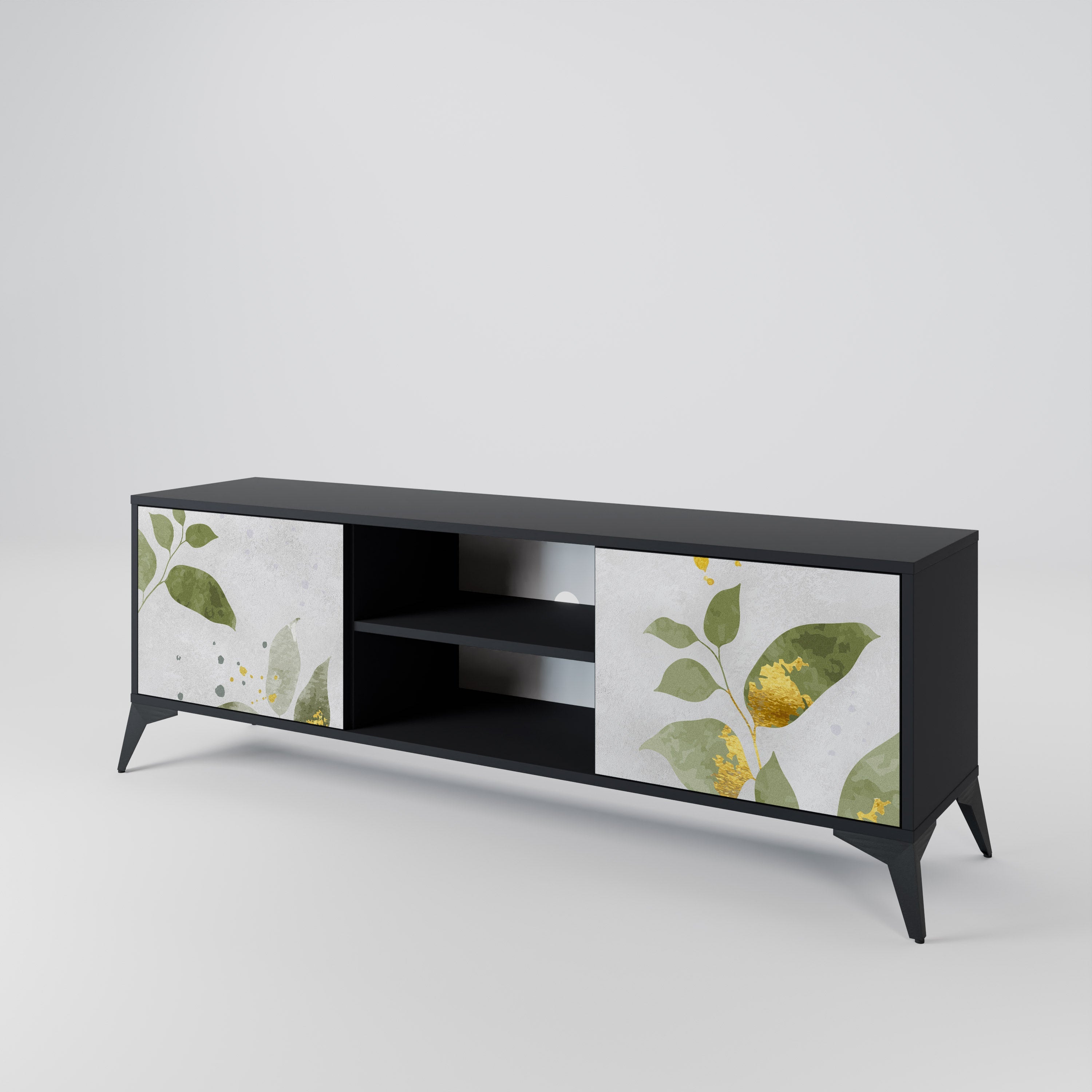ELEGANT BOTANICS 2-Door TV Stand in Black Finish