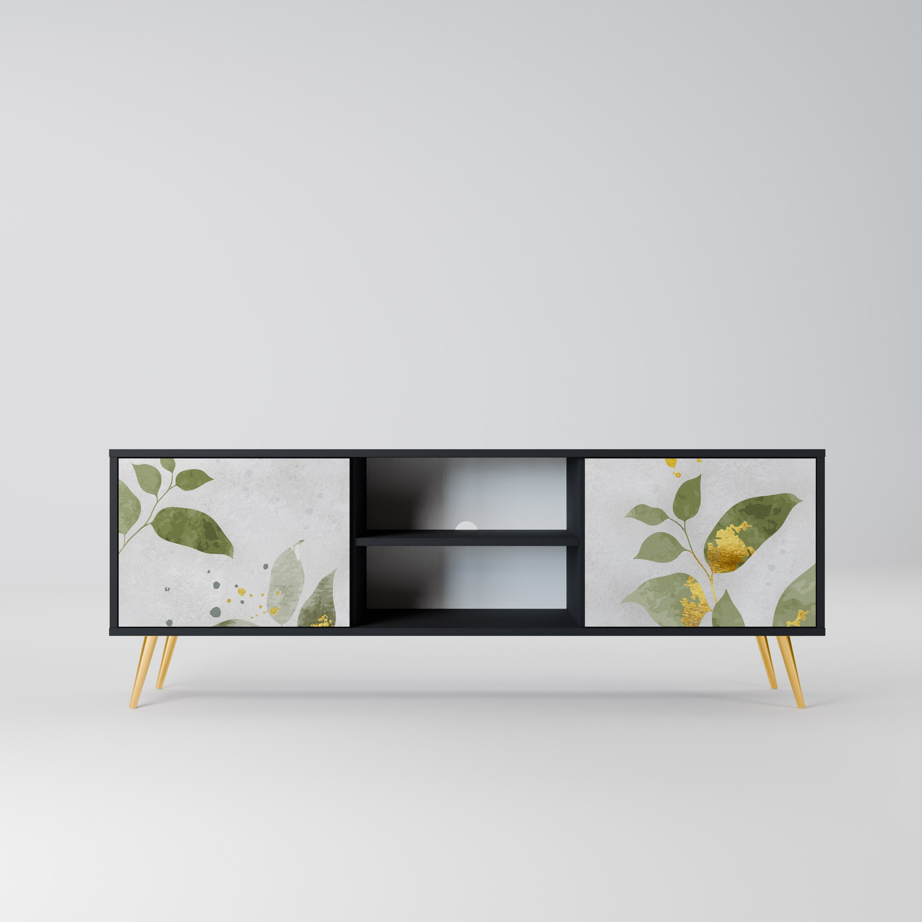 ELEGANT BOTANICS 2-Door TV Stand in Black Finish