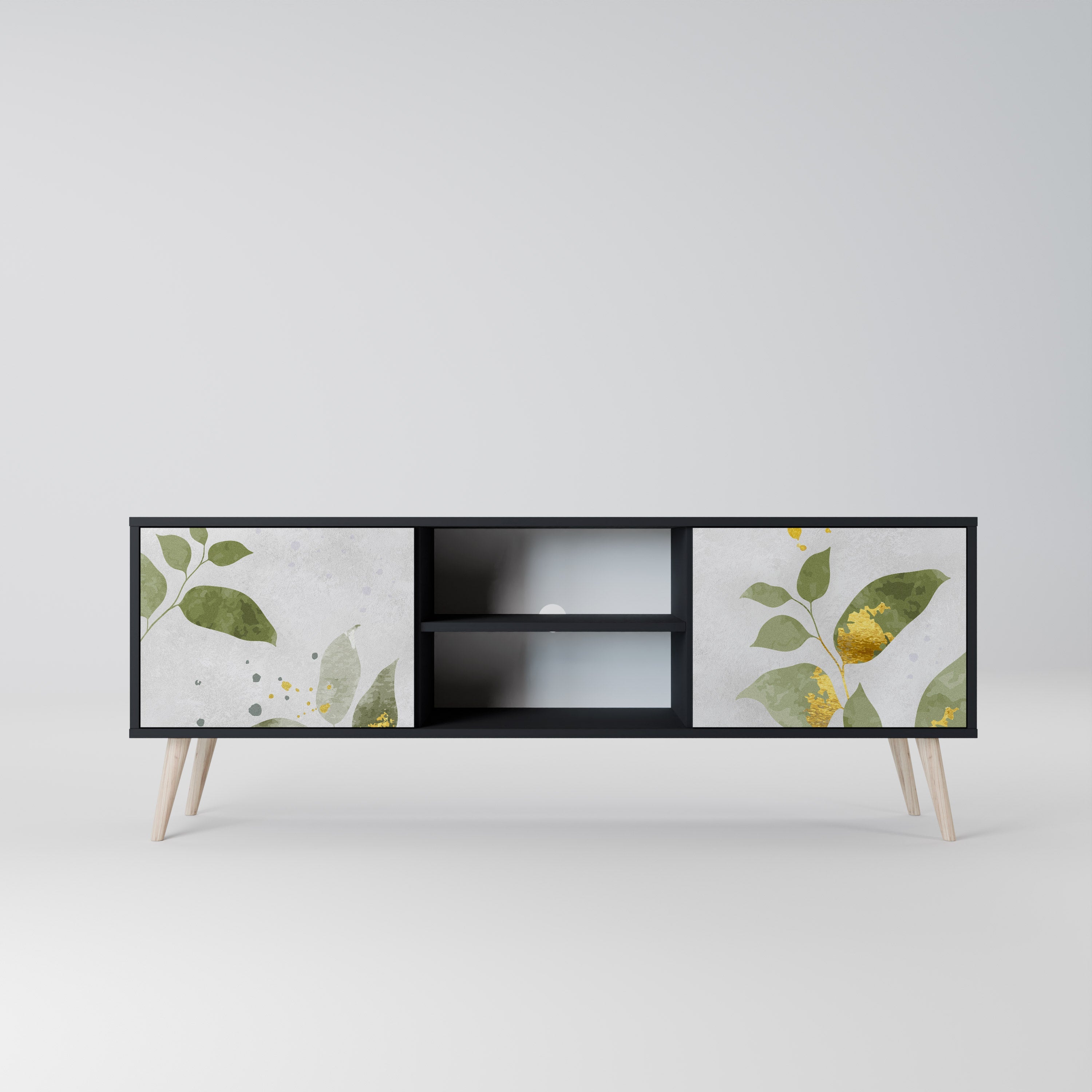 ELEGANT BOTANICS 2-Door TV Stand in Black Finish