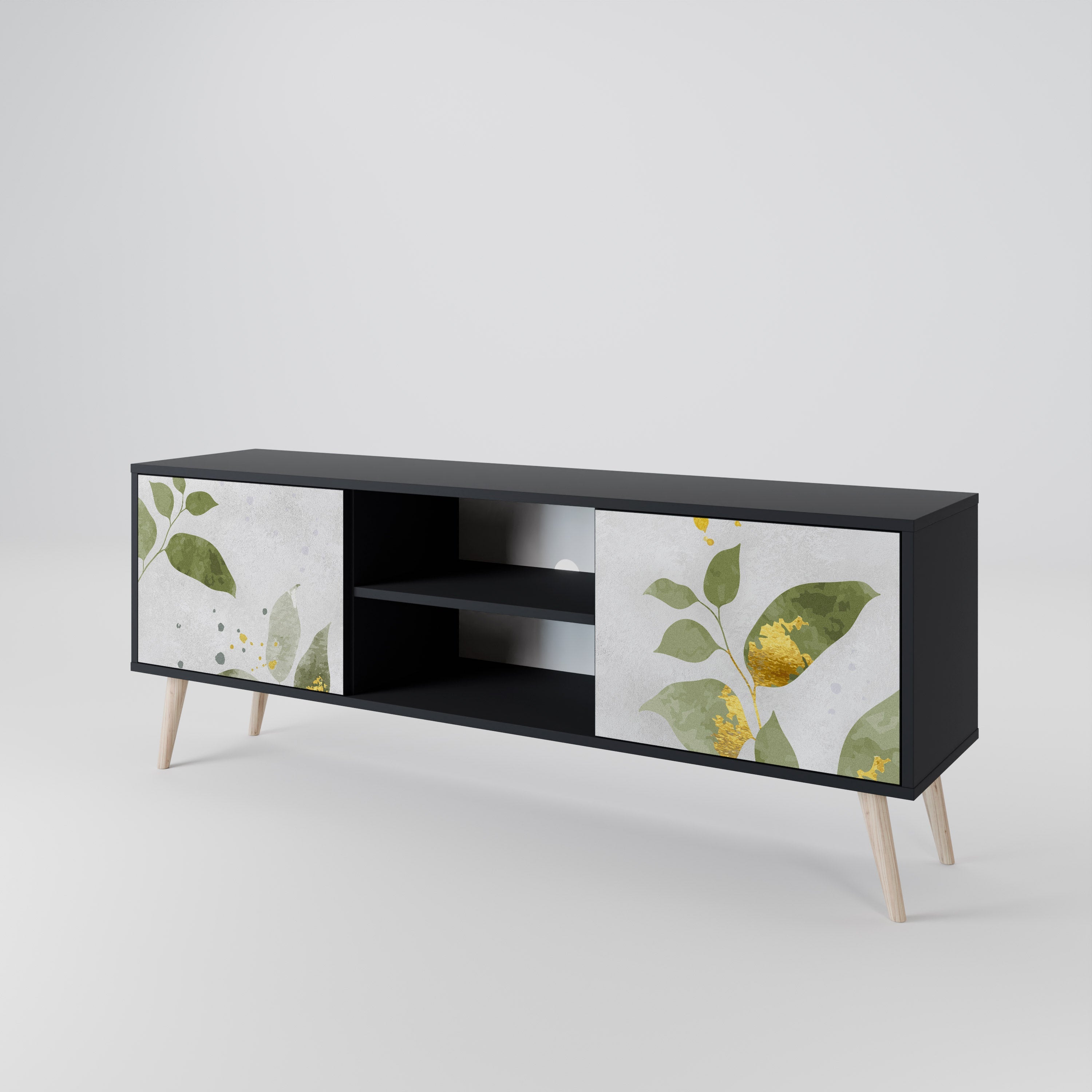 ELEGANT BOTANICS 2-Door TV Stand in Black Finish