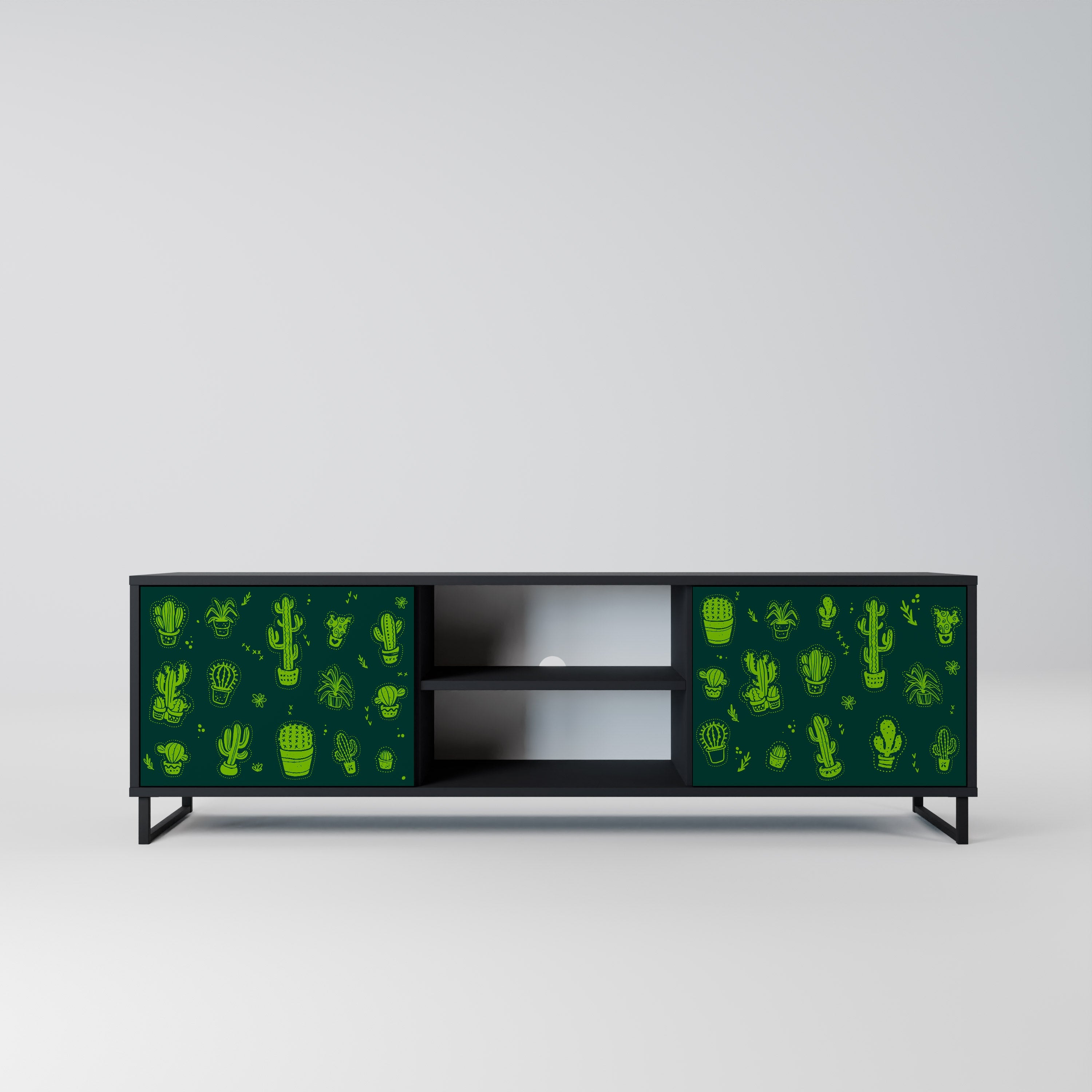 DESERT GREEN 2-Door TV Stand in Black Finish
