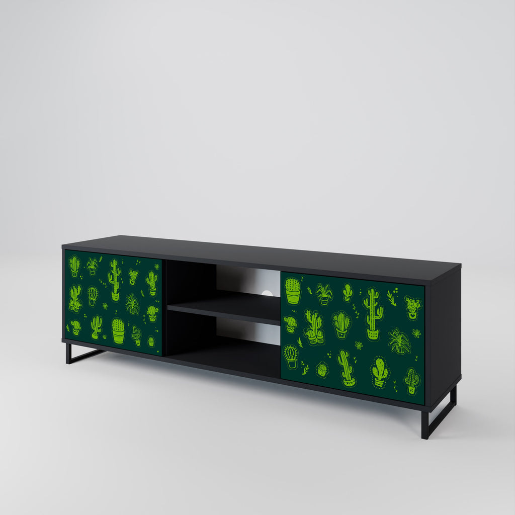 DESERT GREEN 2-Door TV Stand in Black Finish