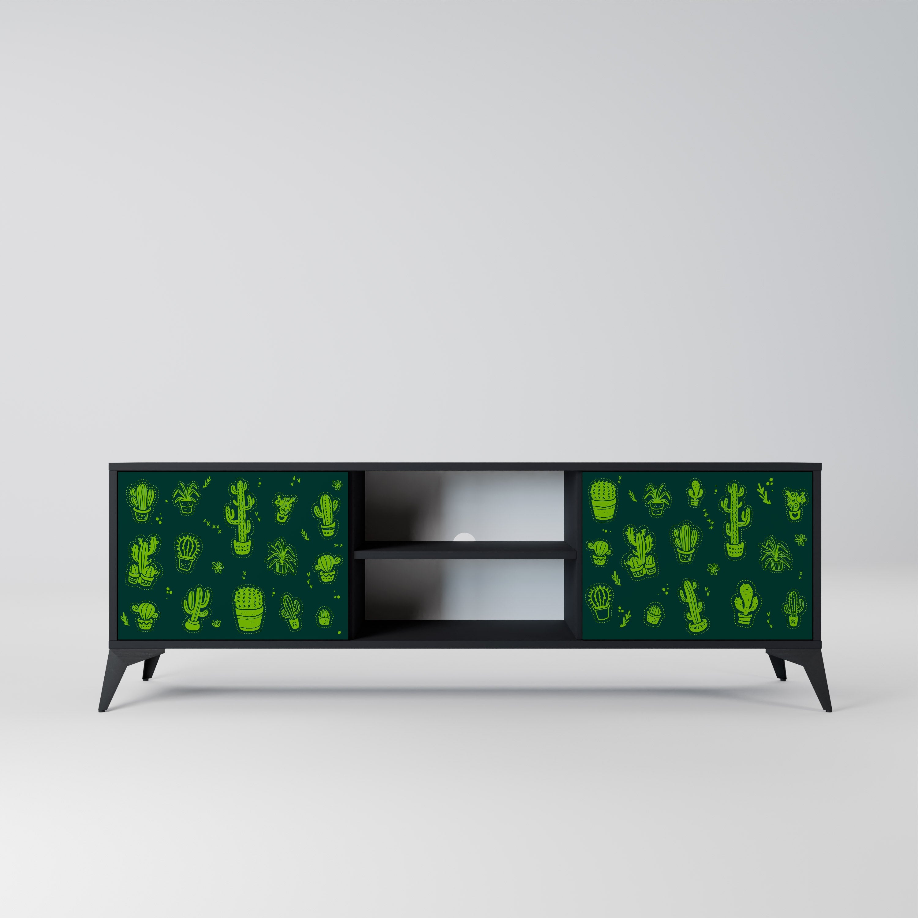 DESERT GREEN 2-Door TV Stand in Black Finish