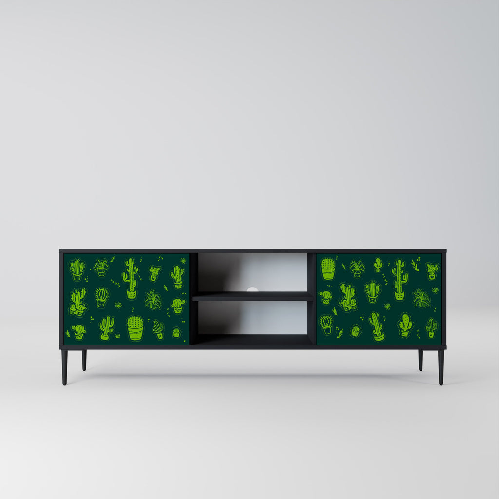DESERT GREEN 2-Door TV Stand in Black Finish