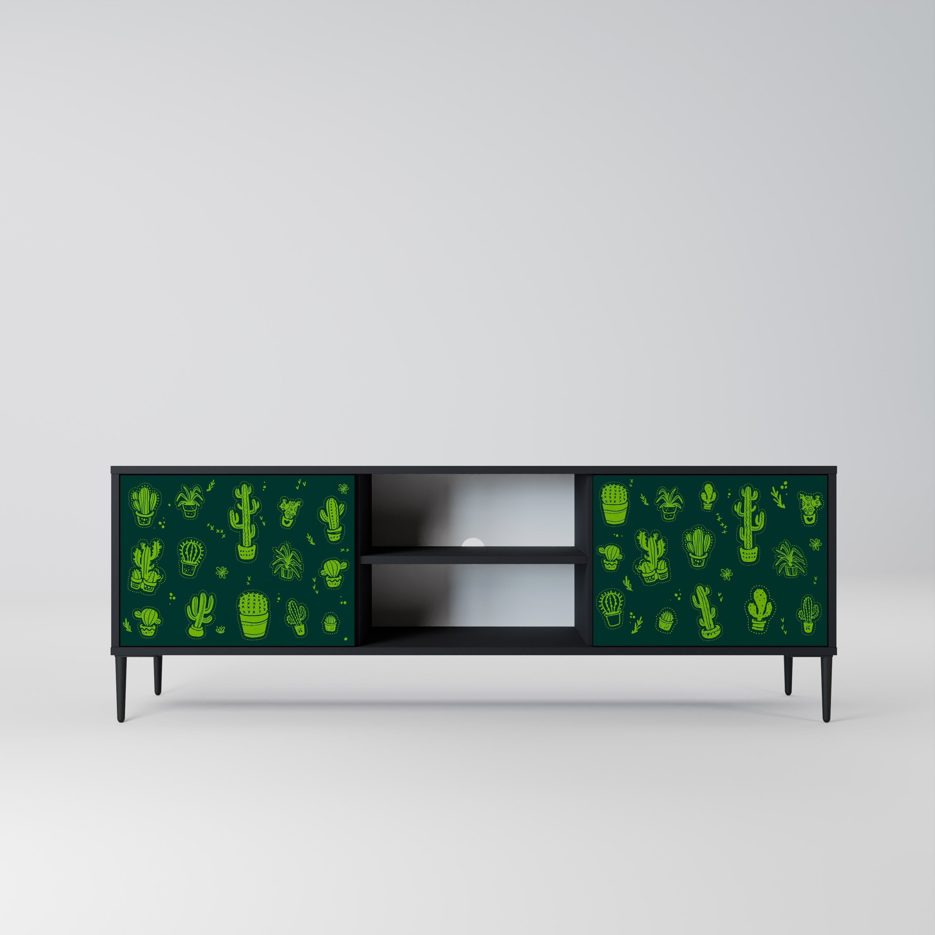 DESERT GREEN 2-Door TV Stand in Black Finish
