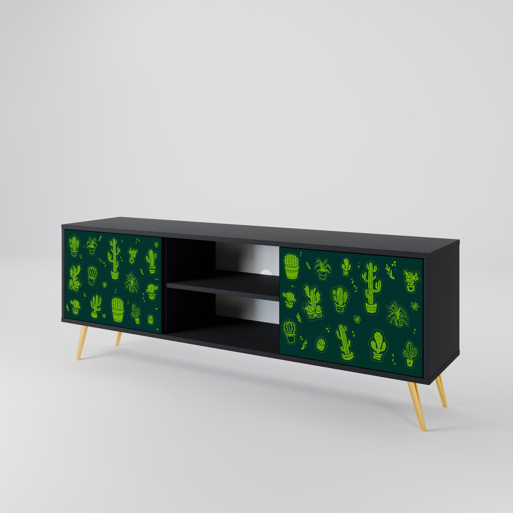 DESERT GREEN 2-Door TV Stand in Black Finish