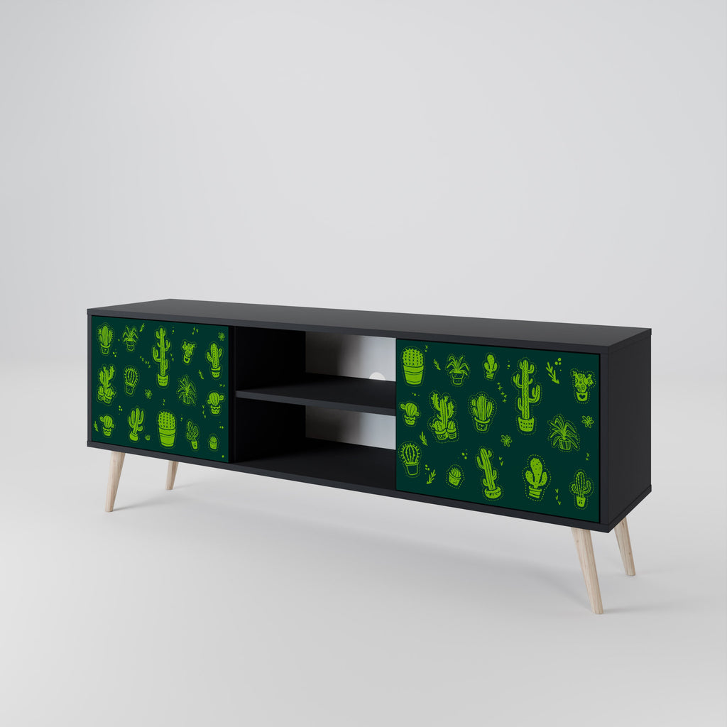 DESERT GREEN 2-Door TV Stand in Black Finish