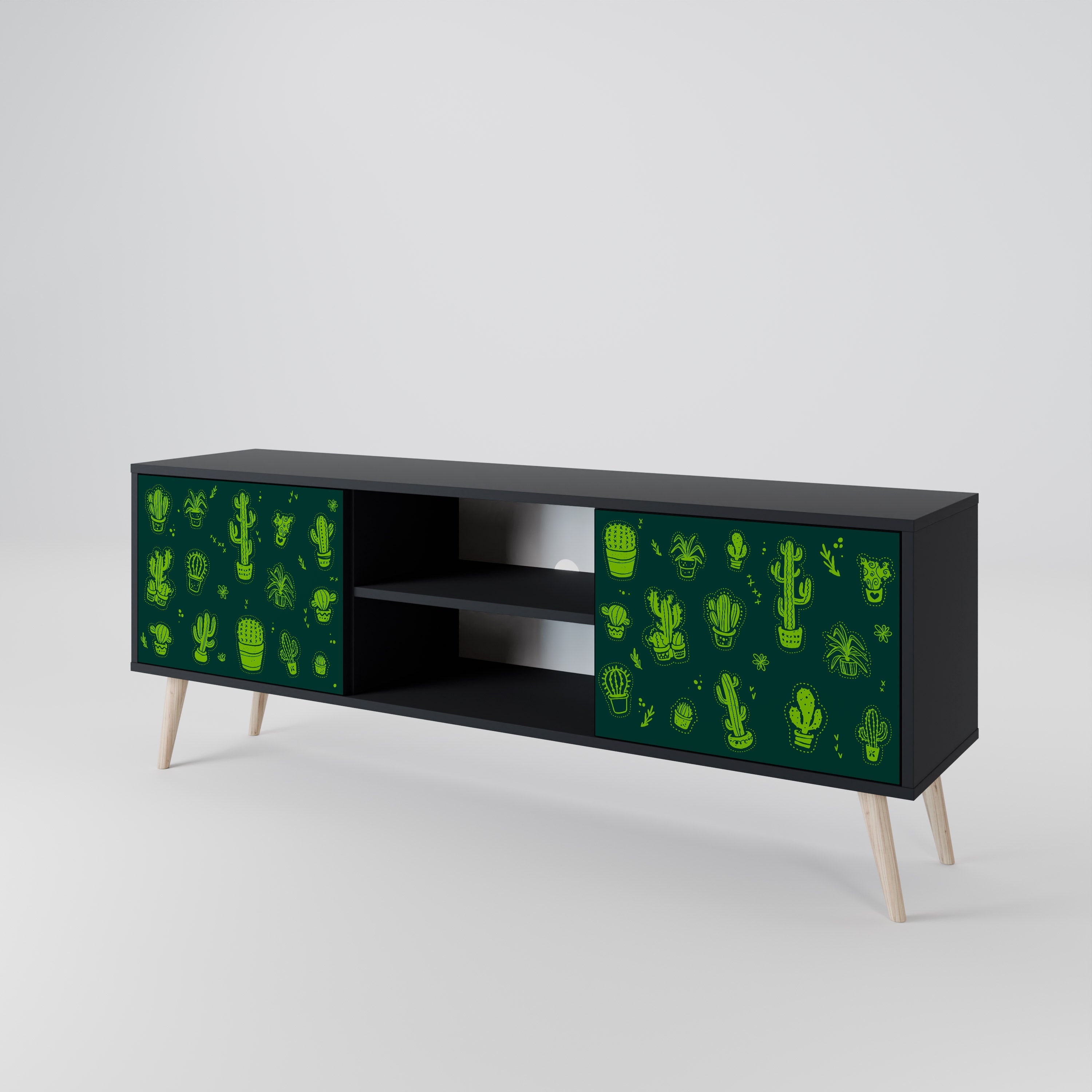 DESERT GREEN 2-Door TV Stand in Black Finish