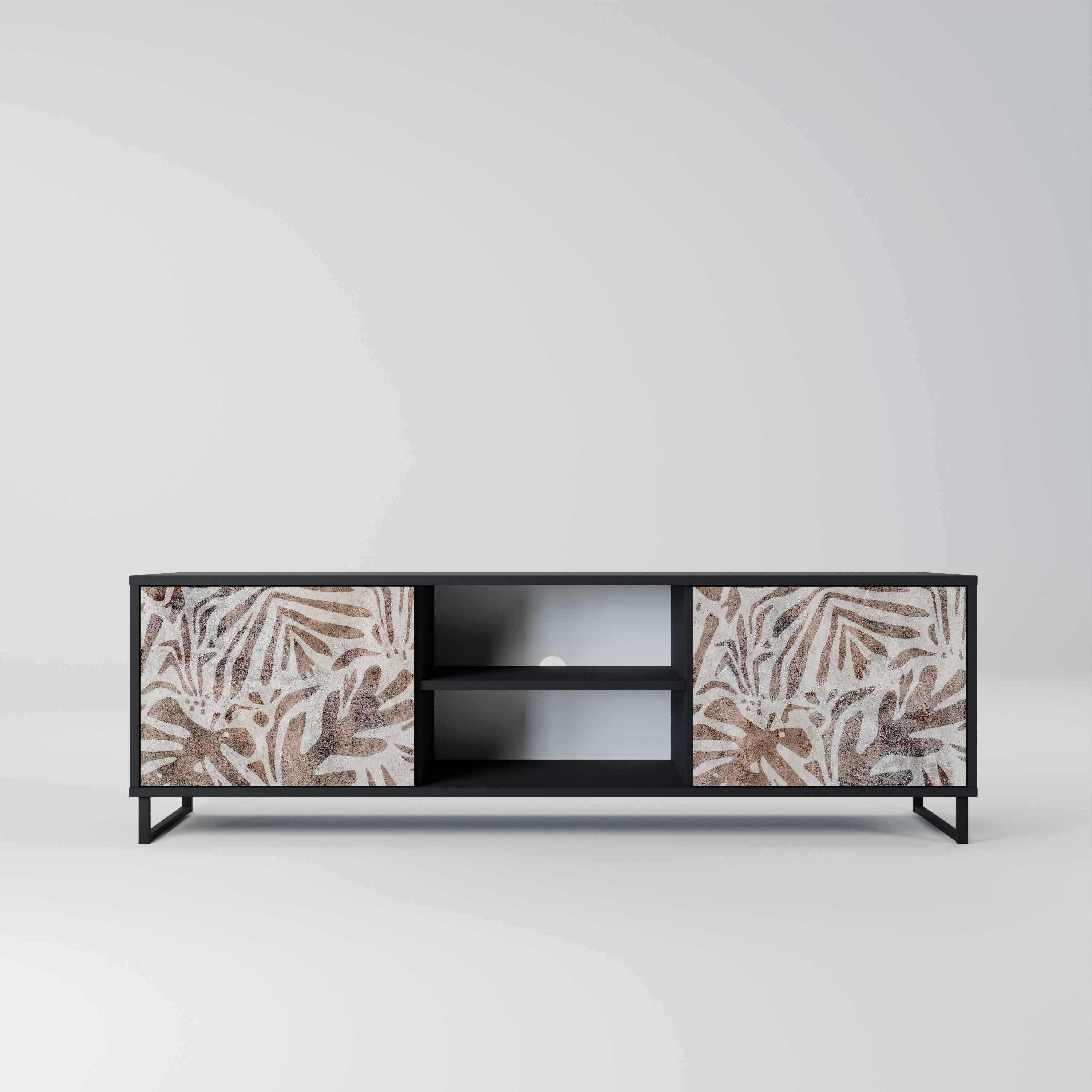 PASSING TIME 2-Door TV Stand in Black Finish