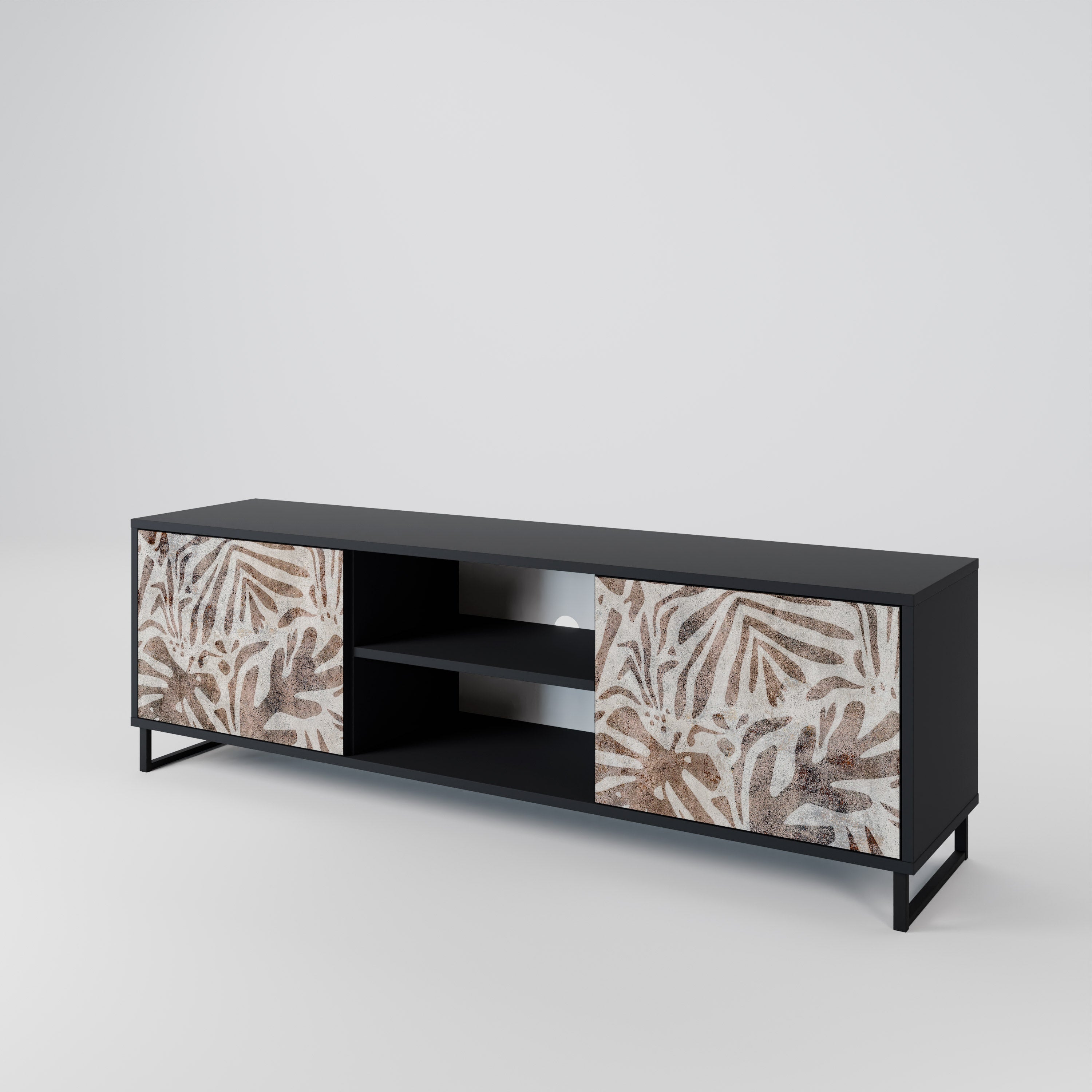 PASSING TIME 2-Door TV Stand in Black Finish