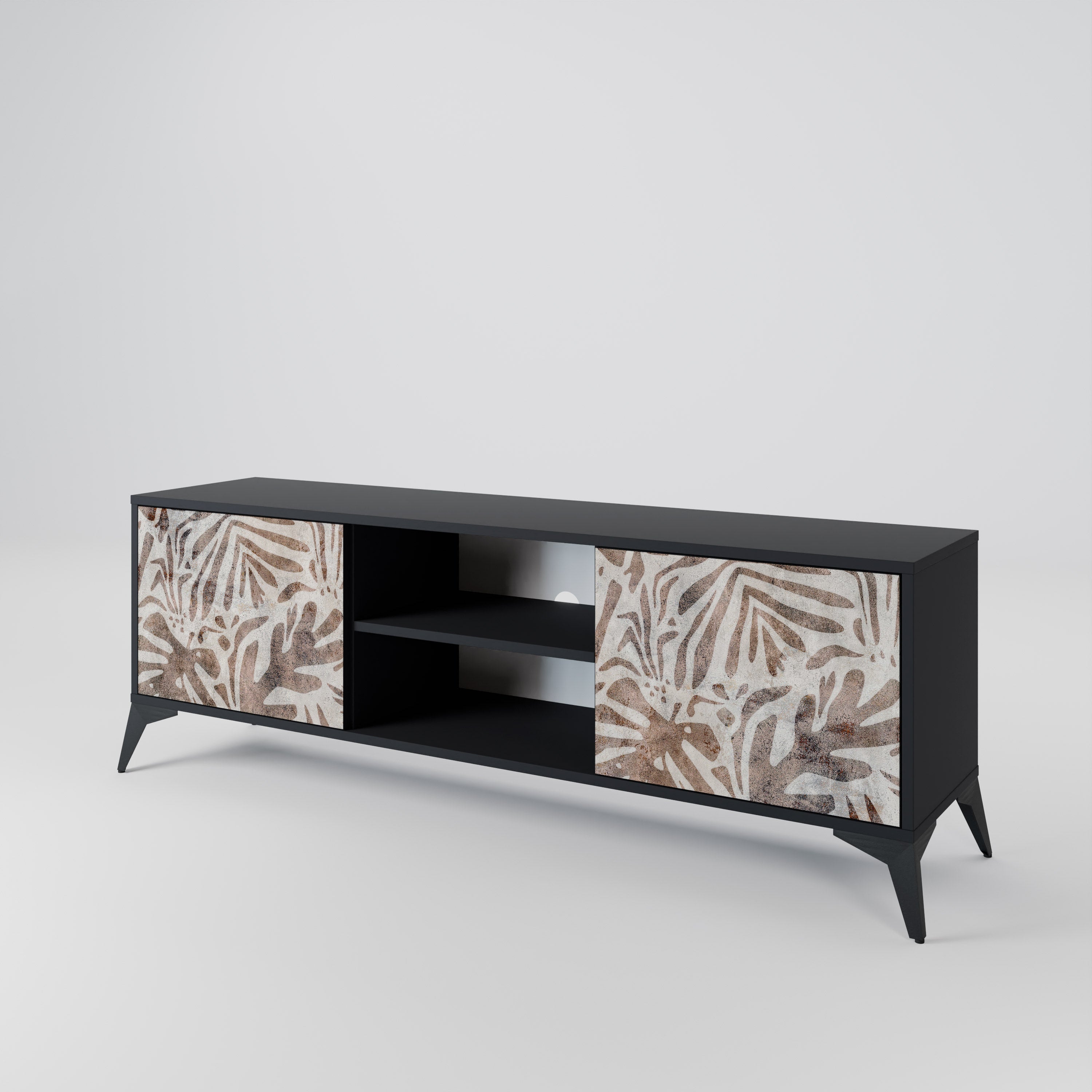 PASSING TIME 2-Door TV Stand in Black Finish