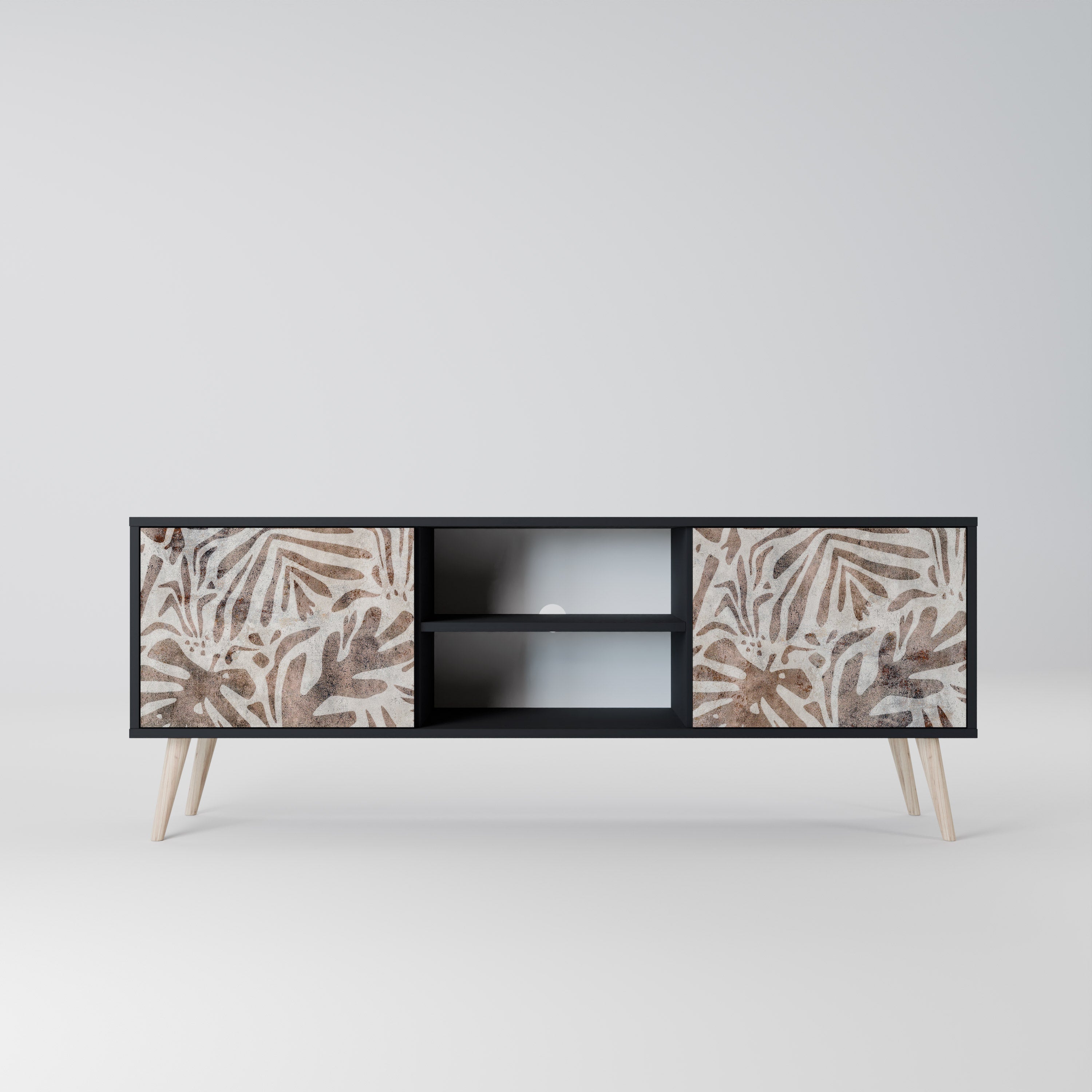 PASSING TIME 2-Door TV Stand in Black Finish