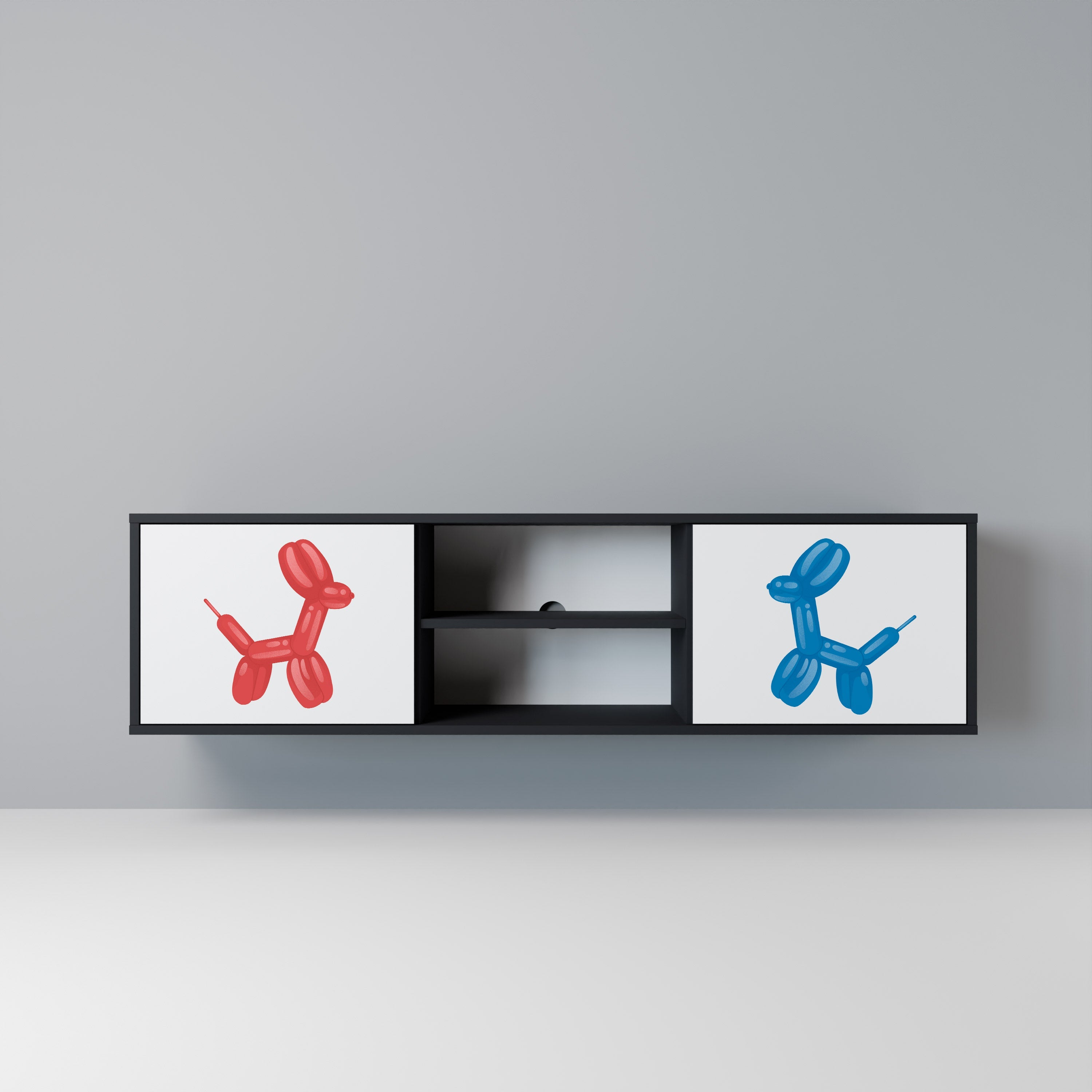 CHILDHOOD MEMORY 2-Door TV Stand in Black Finish