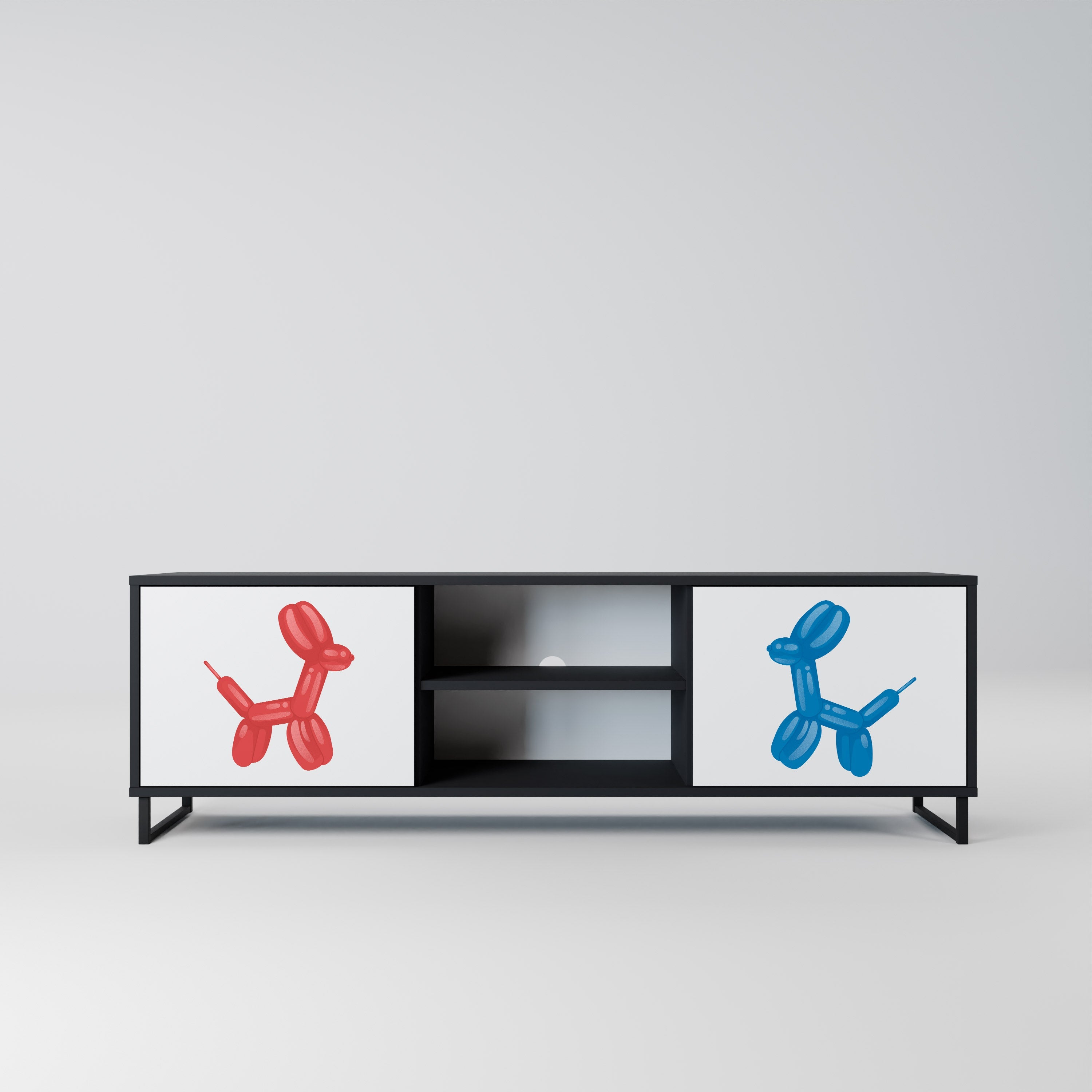 CHILDHOOD MEMORY 2-Door TV Stand in Black Finish