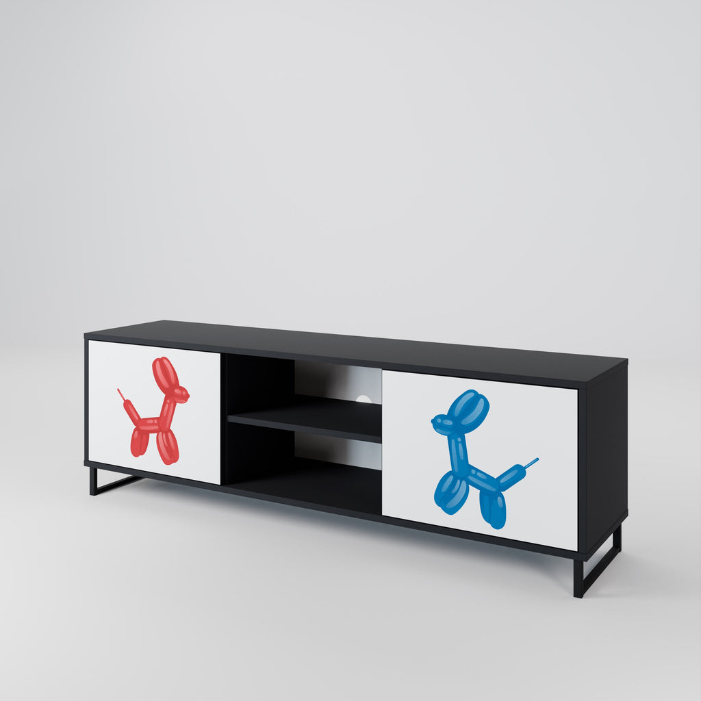 CHILDHOOD MEMORY 2-Door TV Stand in Black Finish