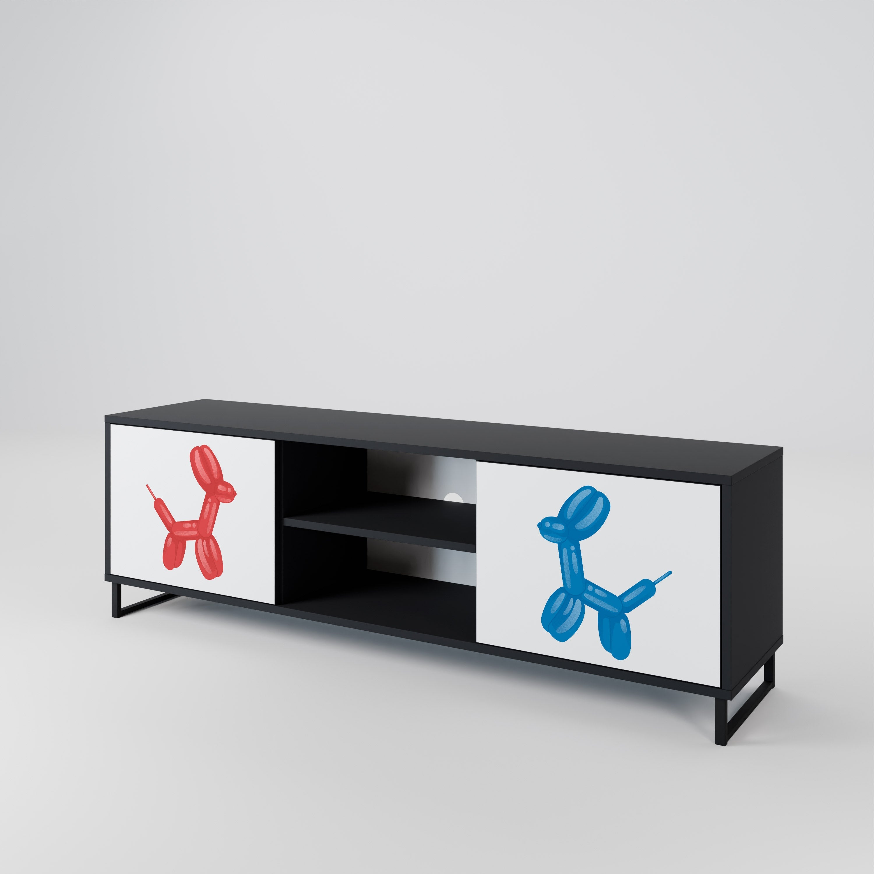 CHILDHOOD MEMORY 2-Door TV Stand in Black Finish